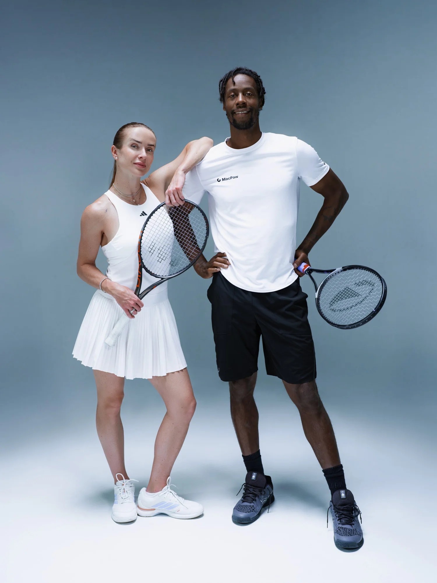Gaël Monfils and Elina Svitolina for MacPaw — campaign portrait photographed by Tymur Deina