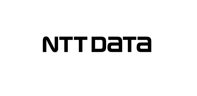 Logotipo da NTT Data em cores preto e branco.