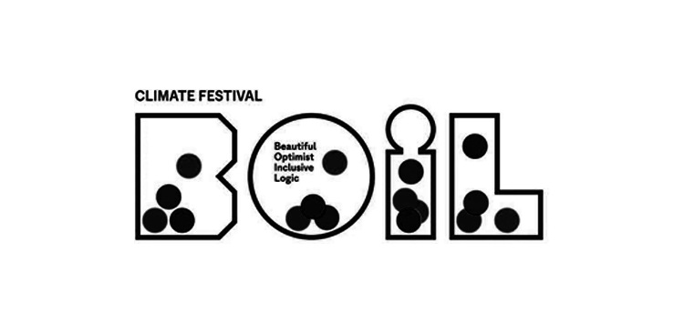 Logotipo do Climate Festival com letras formando a palavra 'DOLL' e contendo círculos pretos e brancos.
