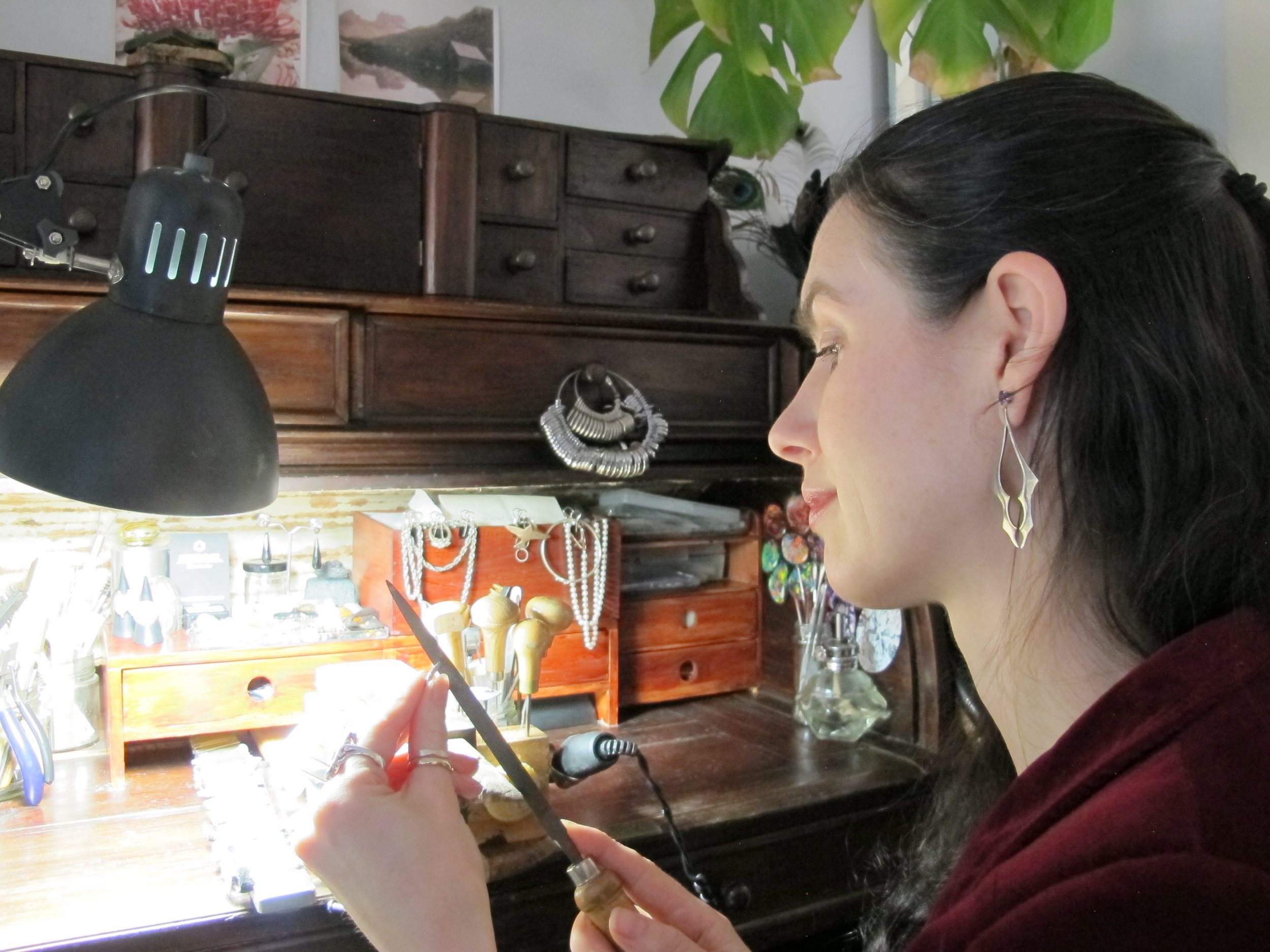 Astrid in the jewellery workshop