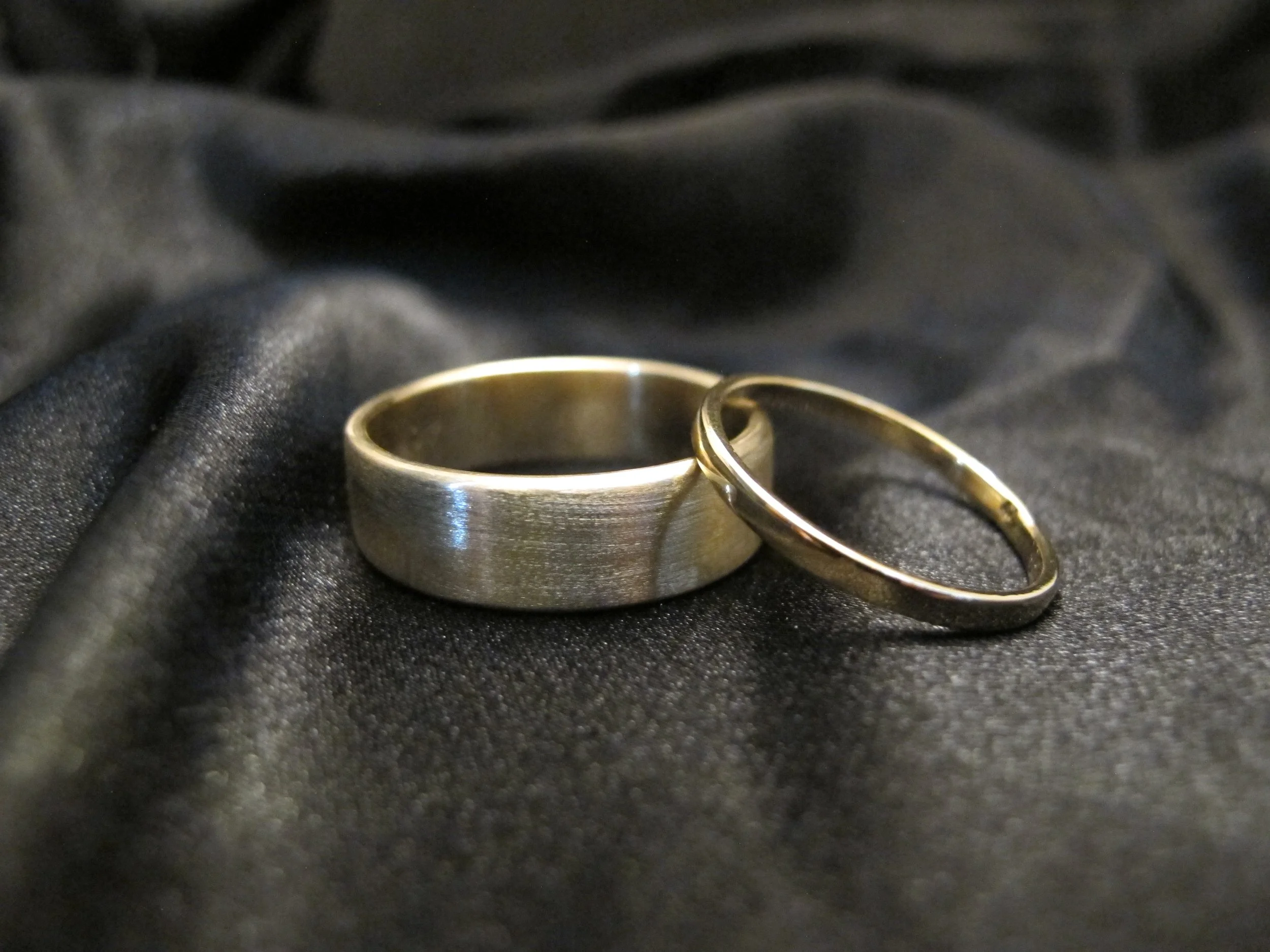 Custom his and hers wedding bands by Astrid Dahl jewellery