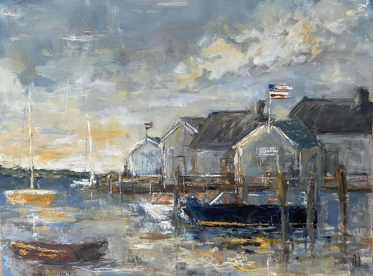 Those paper sketches turned into a finished two finished  paintings! This is &ldquo;North Wind&rdquo; 18x24 Oil and Pencil on paper. DM if interested. Still in the works - &ldquo;South Wind&rdquo;! 
.
.
#nantucket #nantucketisland #nantucketharbor #o