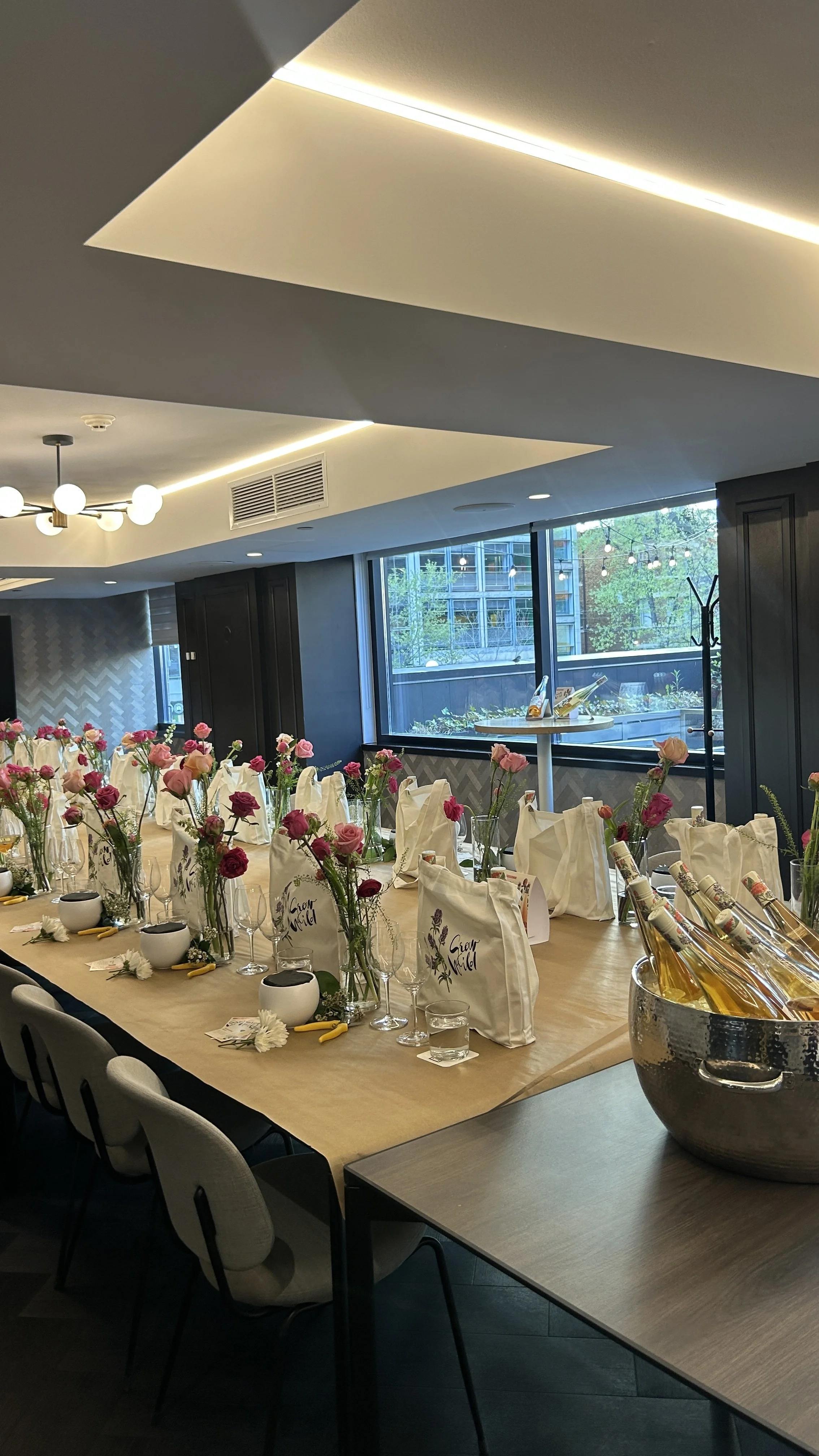 Finished guest bouquets from Grow Wild Wines floral workshop Toronto, take-home arrangements from brand activation at Anndore House