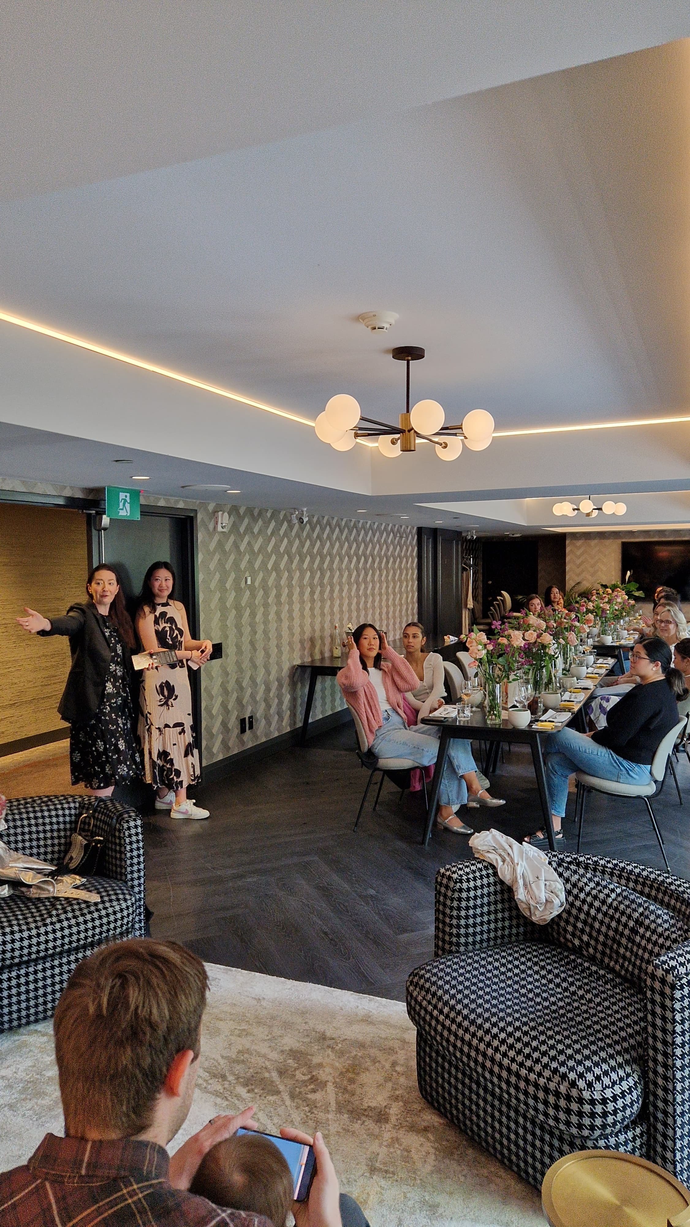 Toronto corporate workshop setup with florals, tools, and place settings for Grow Wild Wines activation at Anndore House Hotel