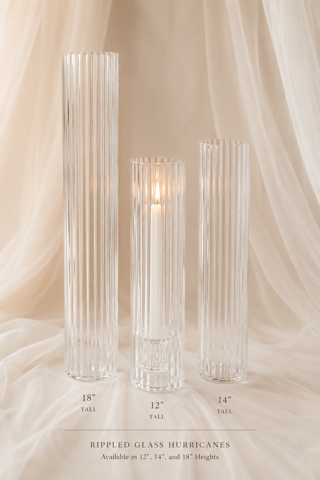 Ribbed Hurricane Cylinder for Candlesticks (Set of Three)