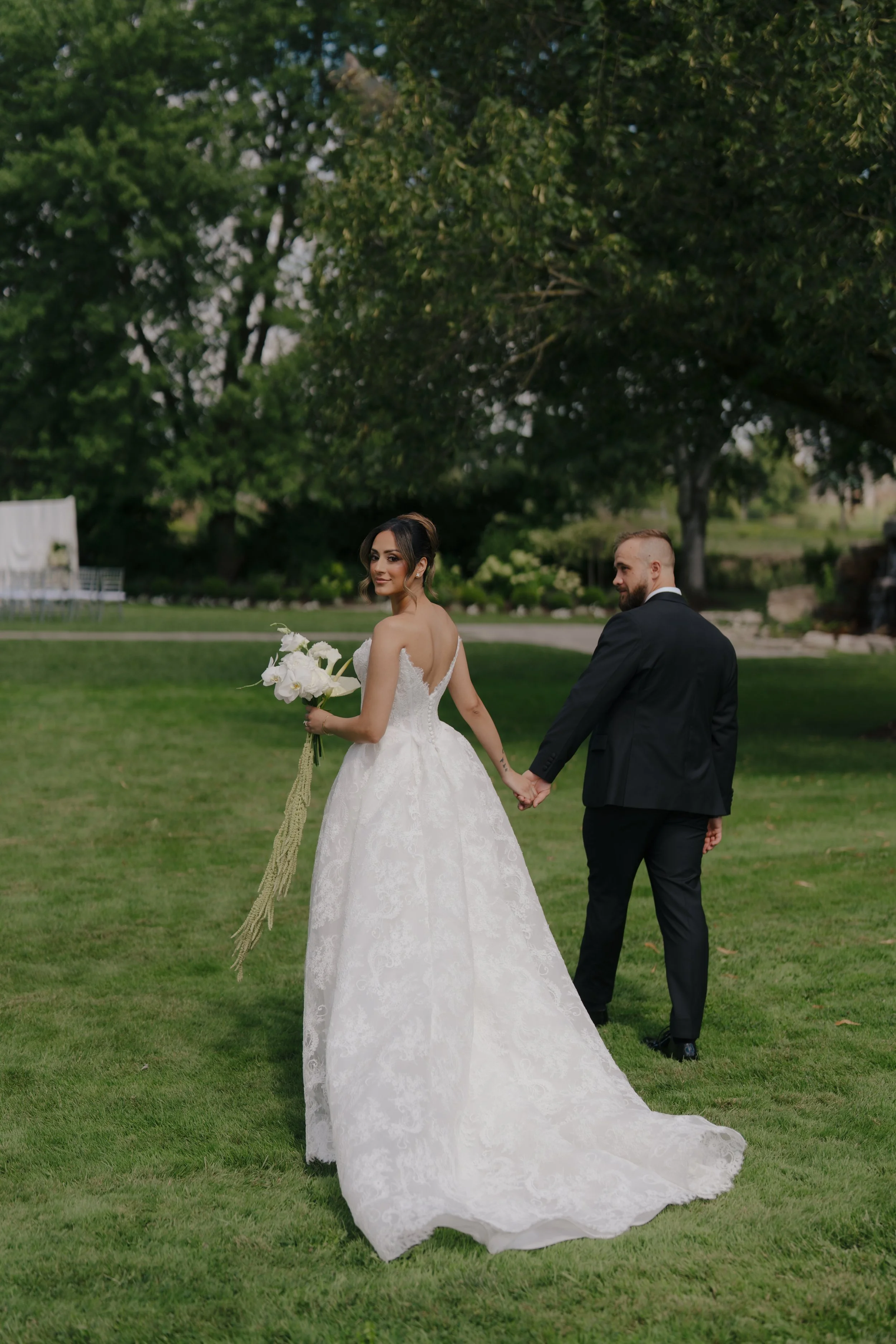 Blue and white hydrangea floral installation created by Dereves