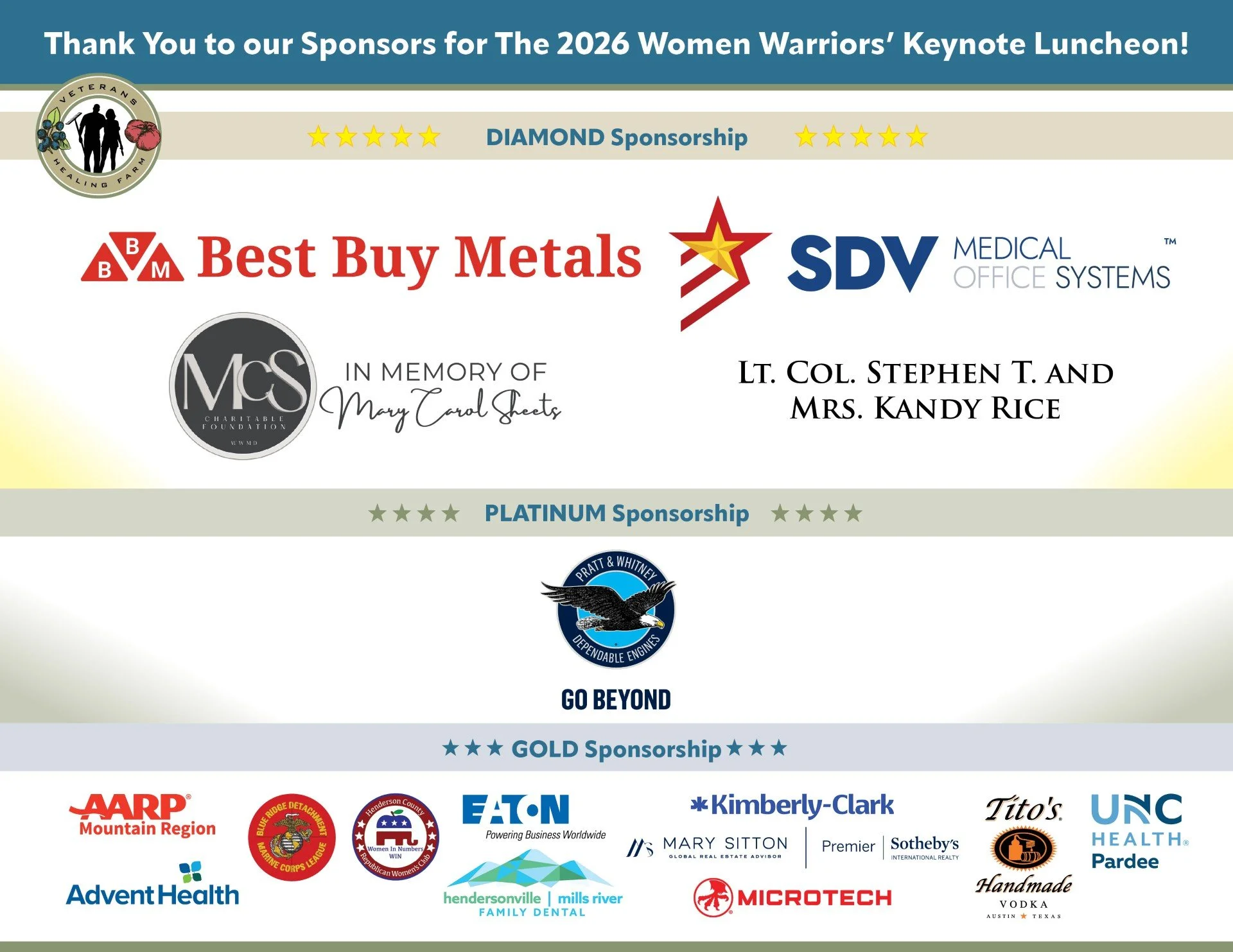 2026 Women Warriors' Keynote Luncheon Sponsors