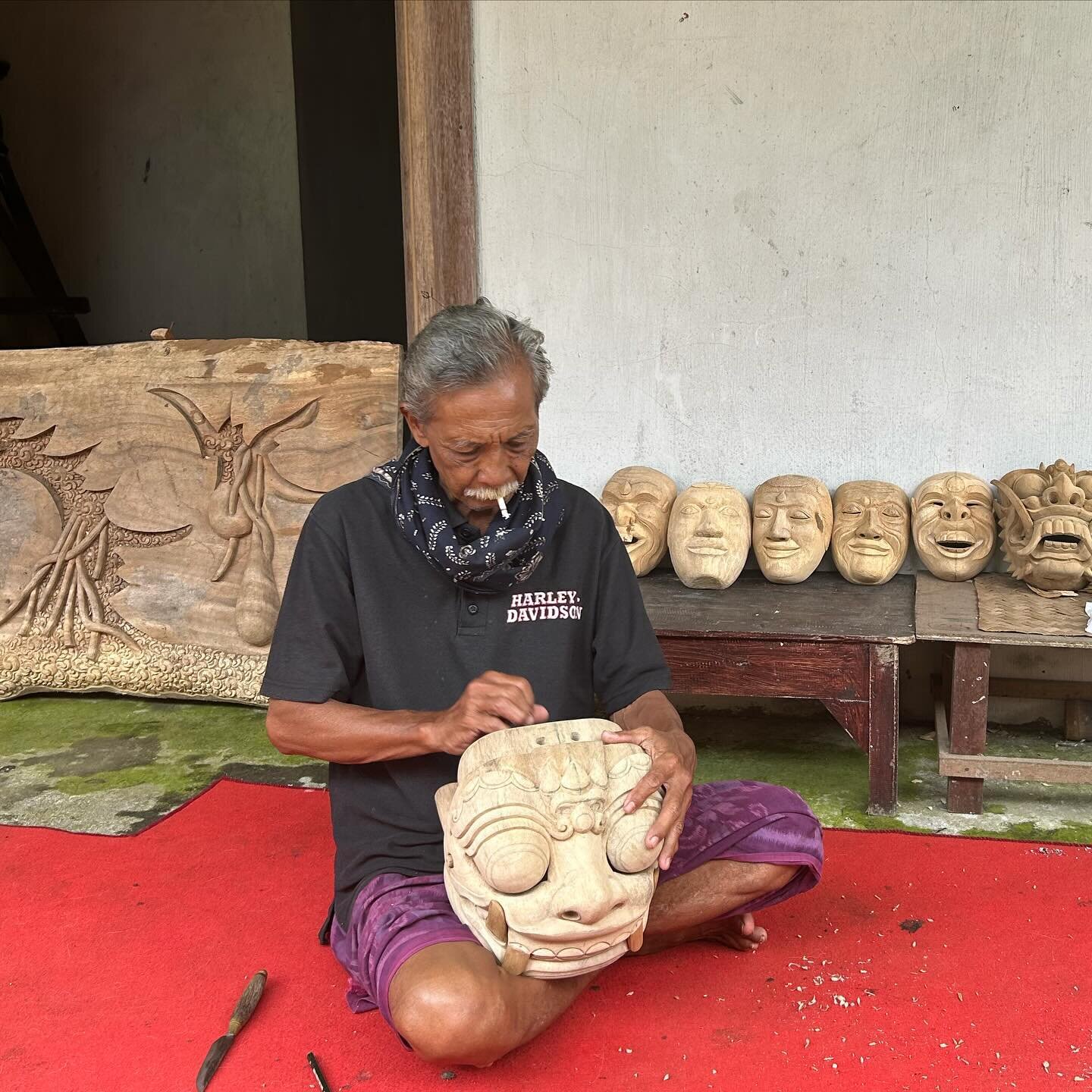 I got to visit and sit with a wood carving artist on my last day in Bali. In my past life my wheels would have been turning with ideas on how to utilize his traditional techniques to create my own designs. This time though I just sat, watched, asked 
