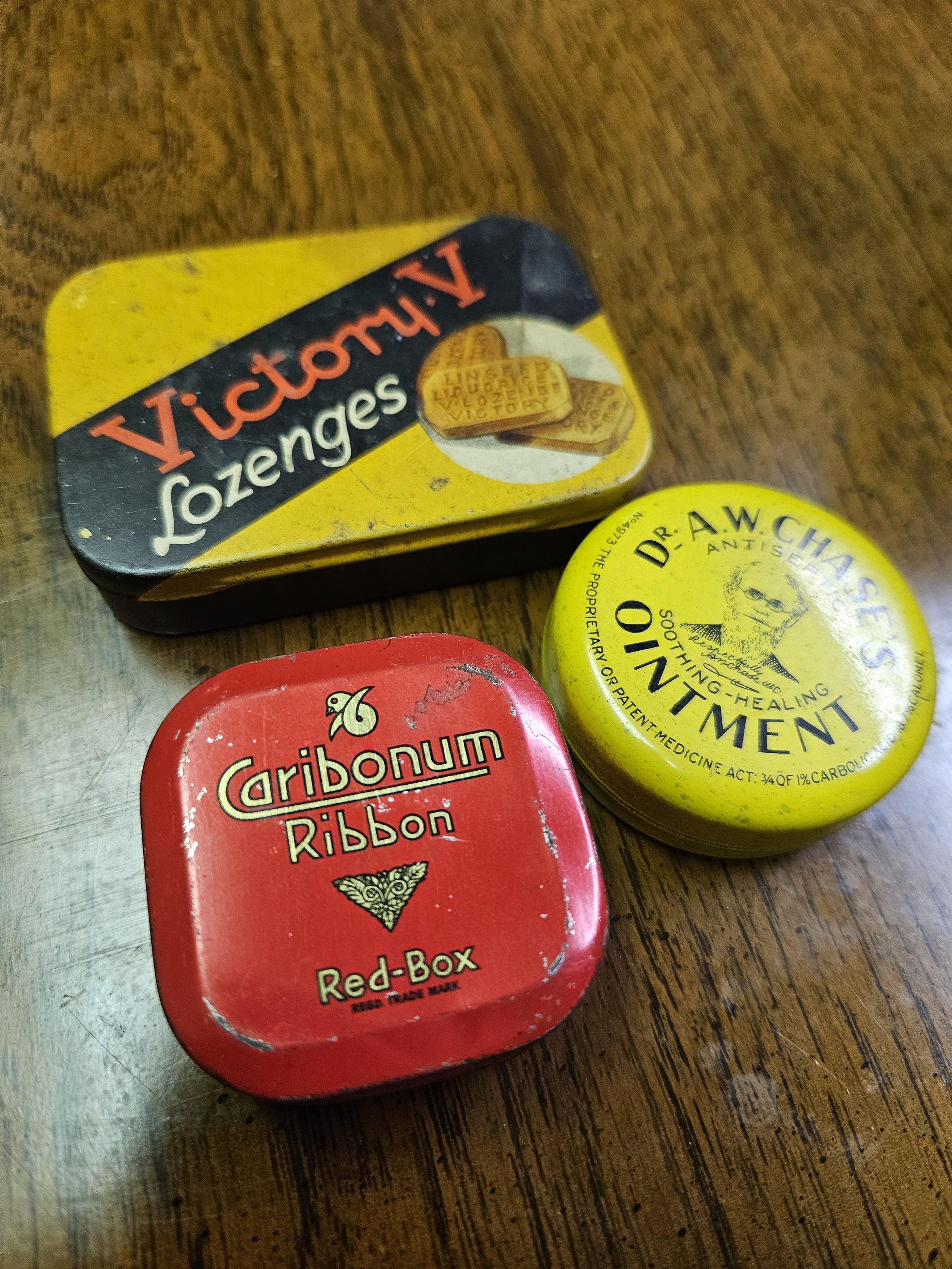 set of three (3) vintage tins