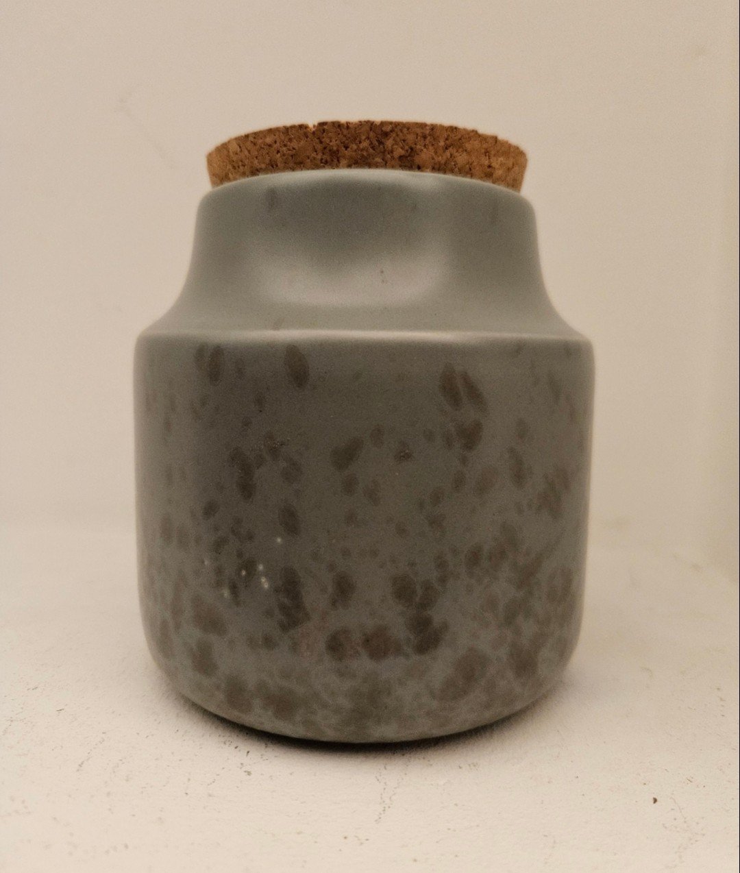 Beautiful sage green boho pottery cannisters jug with cork lid made in Portugal