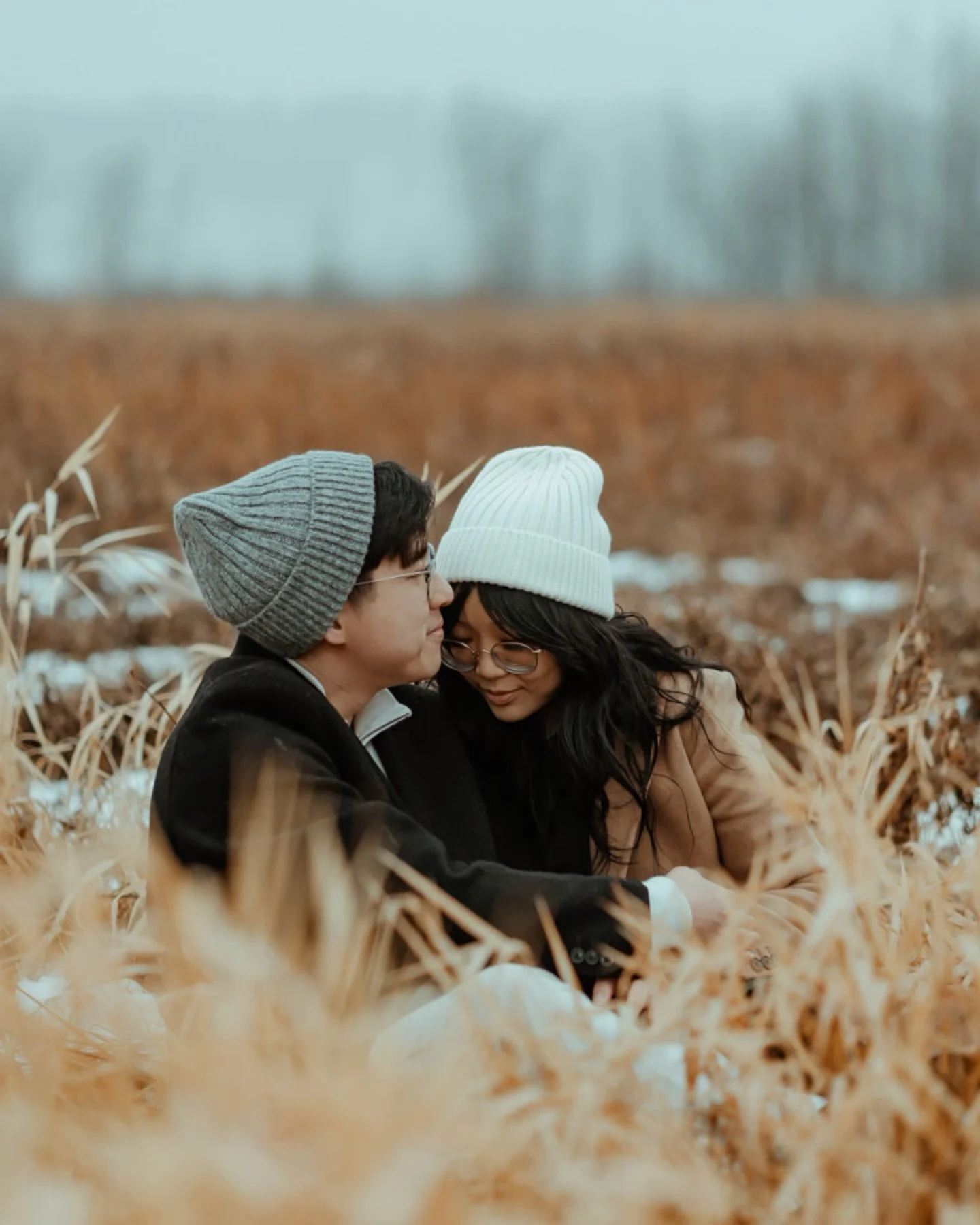 Edmonton engagement session where the mist the fog and rain came to play on a winters day. It was a first for us to shoot in Alberta where it felt a lot more like shooting on the west coast in the winter. The moodiness of this day was so so good and 