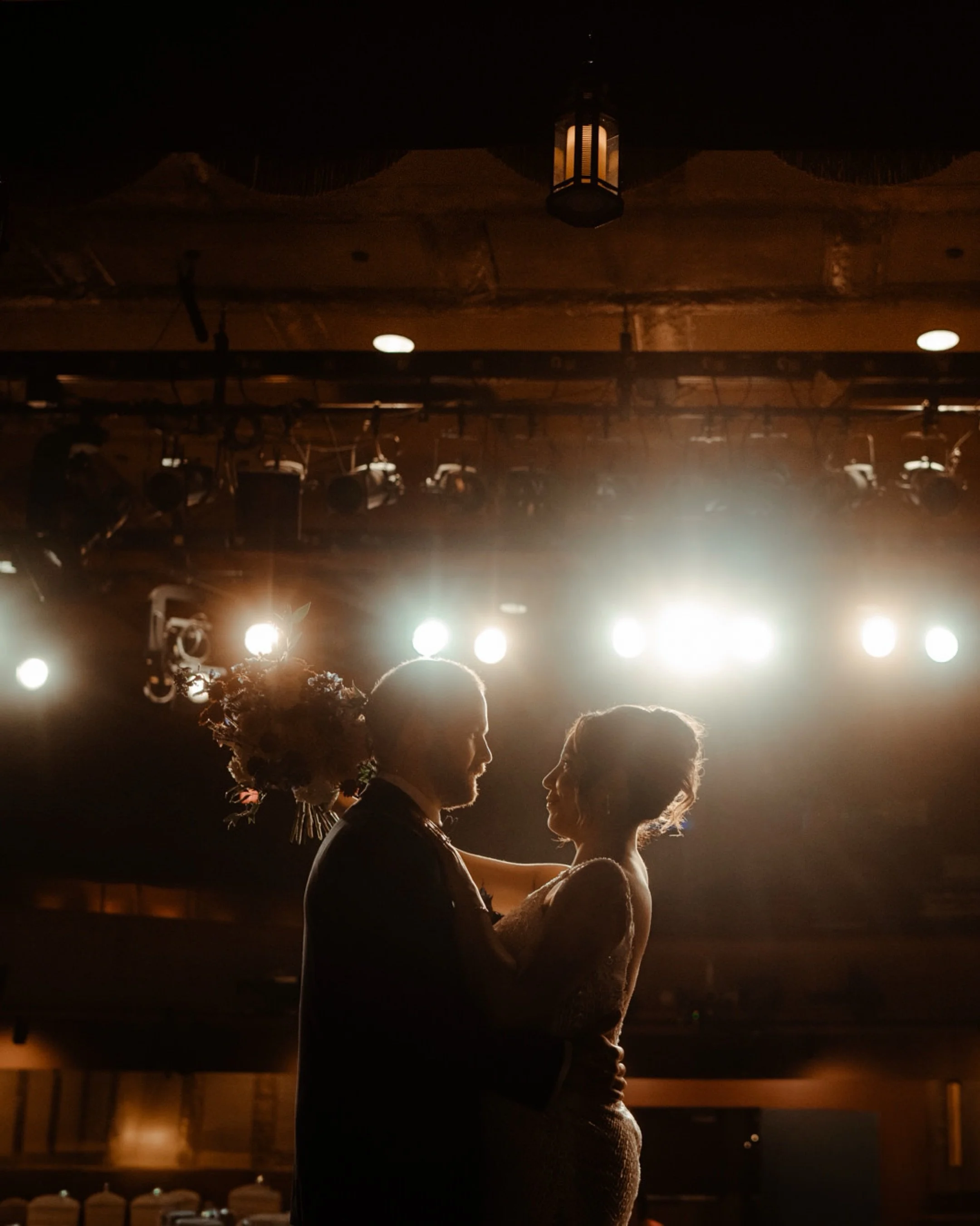 Under theatre lights these two said their wedding vows and it was perfect. 
I&rsquo;ve just sent off the teaser gallery and wanted to take some time to show off a few images from their day just one week ago. Also the sunset that we had planned on did