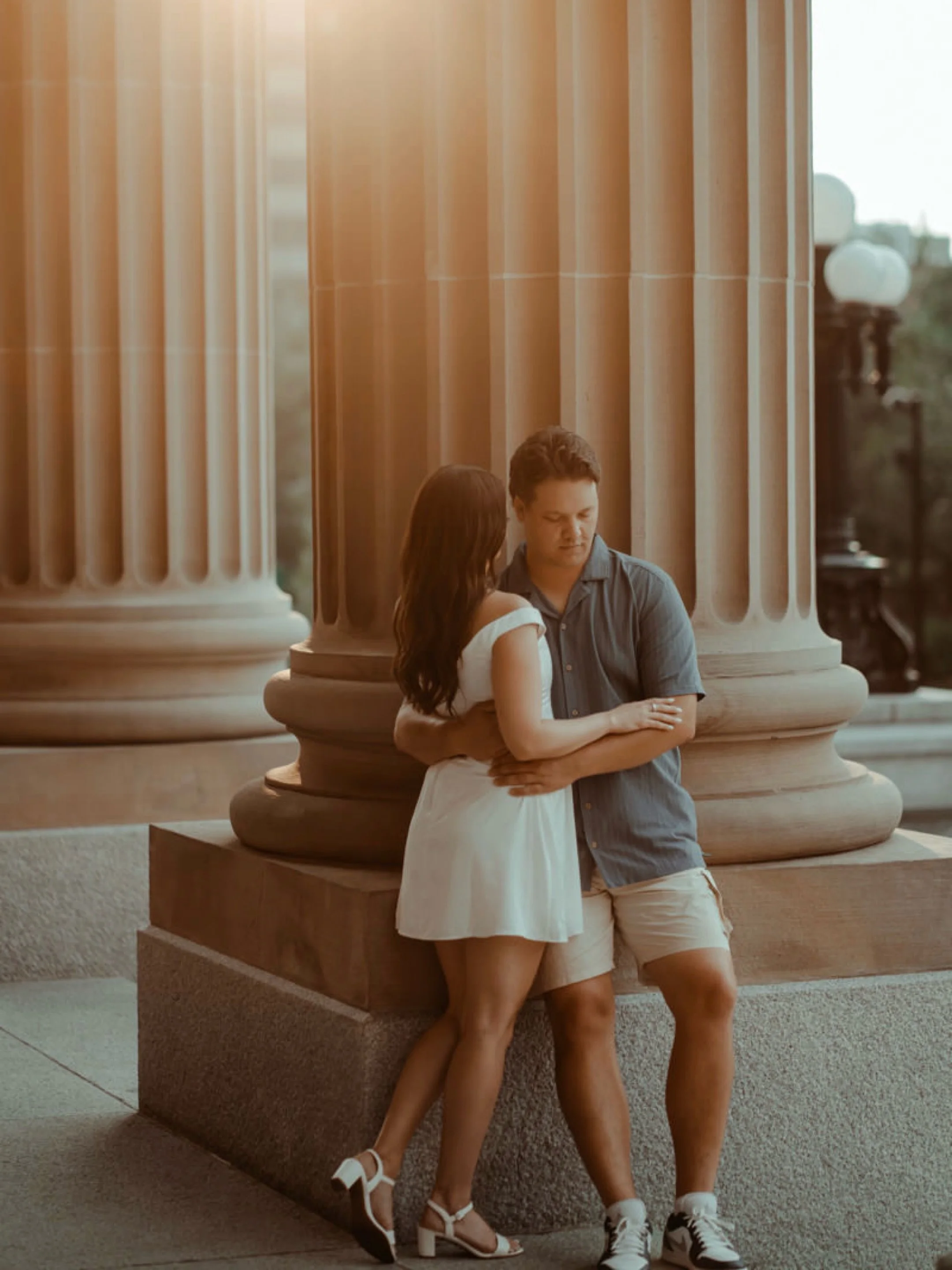 Sunset Smokey haze and a surprise guest made this engagement session in the city so so prefect! Also for future couples if you show up to your shoot with a puppy that we didn&rsquo;t know about please be prepared that we will be slightly distracted a