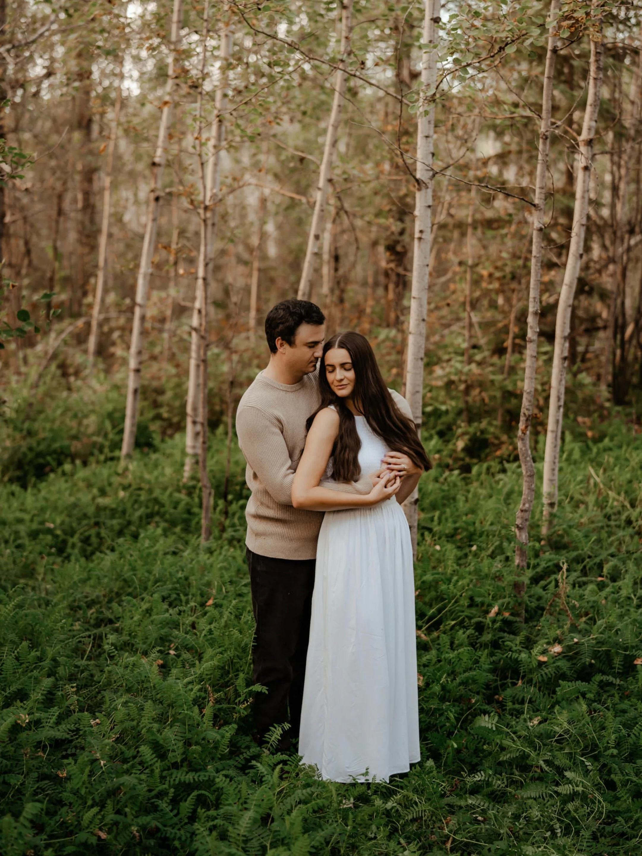 After having to postpone from late spring until the fall because the rain of June was relentless, the evening we did get with these two was well worth the wait! Sunshine on the water and soft fall colours in the forest were the perfect backdrop in th