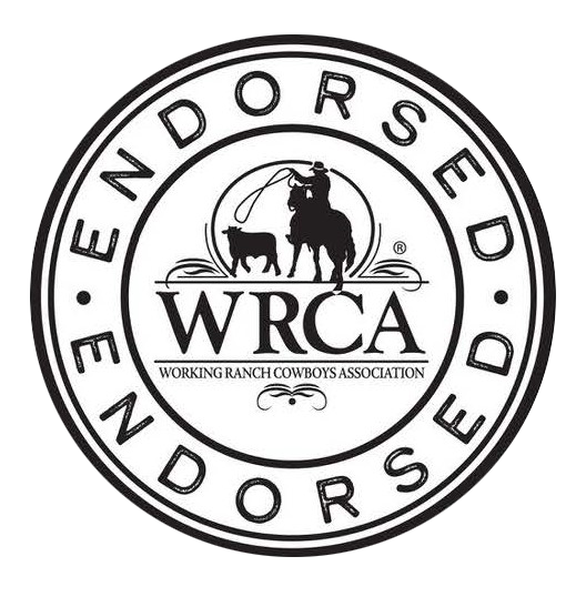 Logo of the Working Ranch Cowboys Association (WRCA) featuring a cowboy on horseback herding cattle, with the text "ENDORSED" encircling the logo.