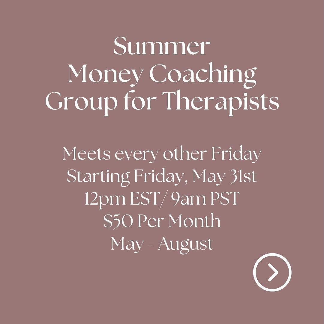 I&rsquo;m excited to share I am offering a money support group for Therapists this Summer ☀️😎 The group is open to all therapists in private practice, regardless of location. This group is ideal for Therapists who either want to or are already worki