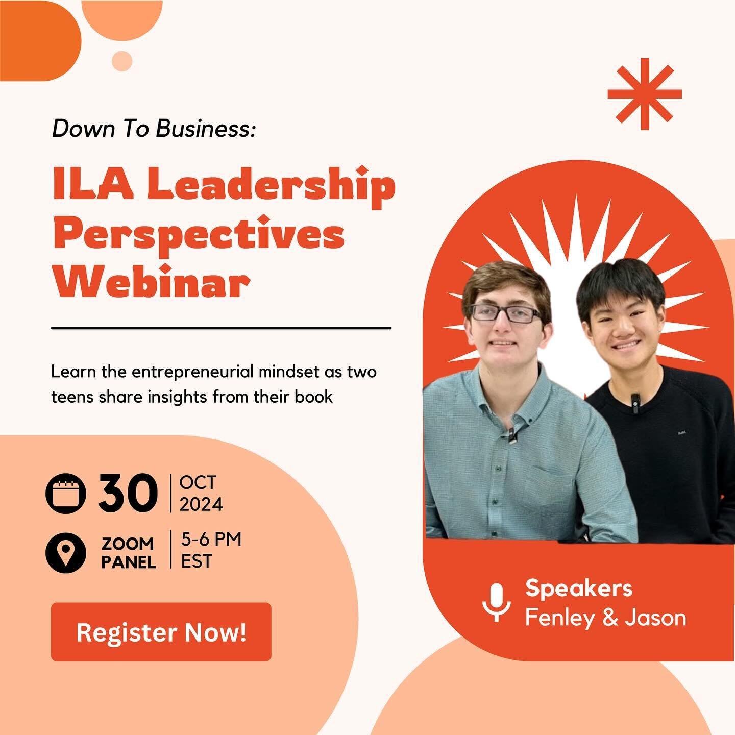 Excited to share our entrepreneurial journey with you in a FREE webinar hosted by the International Leadership Association!

After interviewing leaders from MasterClass, Hallmark, IKEA, and Parachute for our new book &ldquo;Down to Business,&rdquo; w