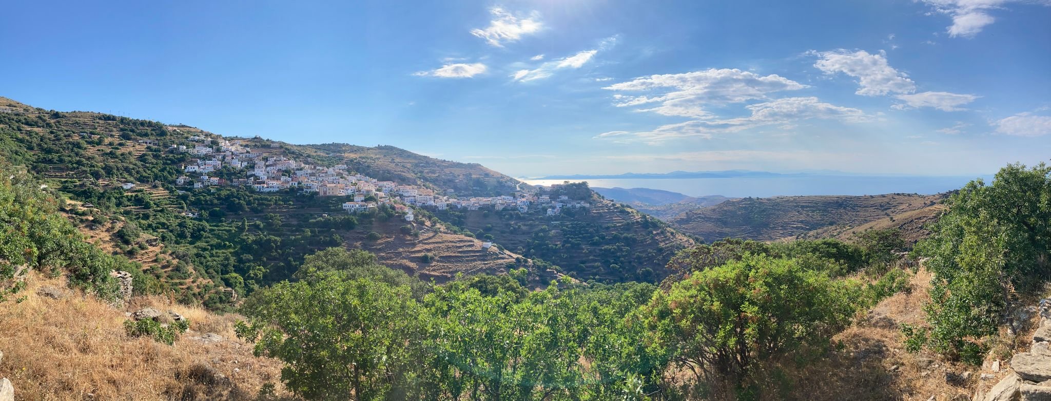 Location 1: View of Xora from opposing ridge; Hike to the Ancient Lion of Kea