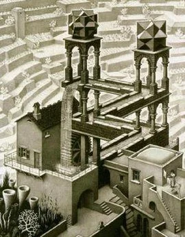 54 Prints and Poems, Two - Fu: The Return From The Mountain (Image: Waterfall, by M.C. Escher)