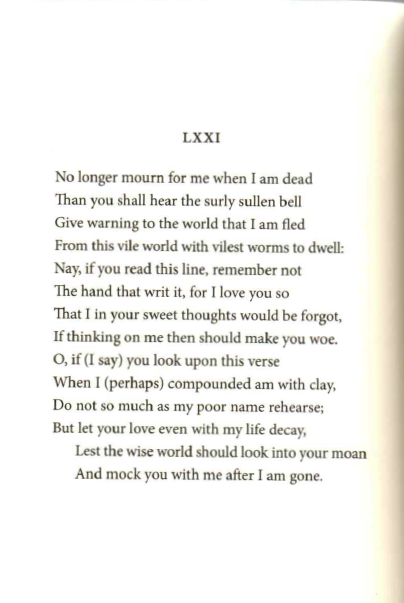 "Sonnet 71, Hermes, and Daniel's Metaphysics" (Image: Sonnet 71, by William Shakespeare) Student Access