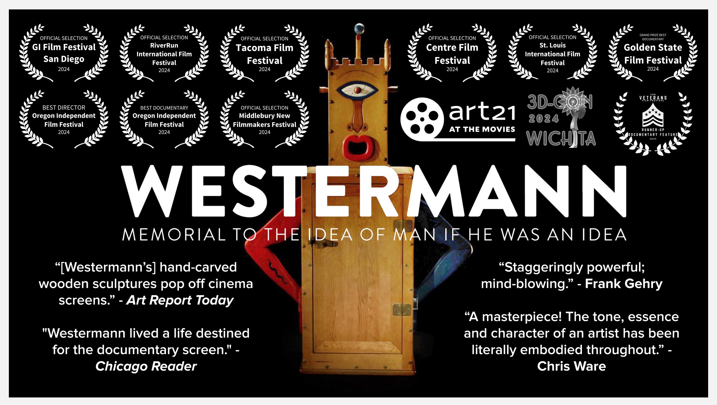 Sculpture with awards and praise of film screening