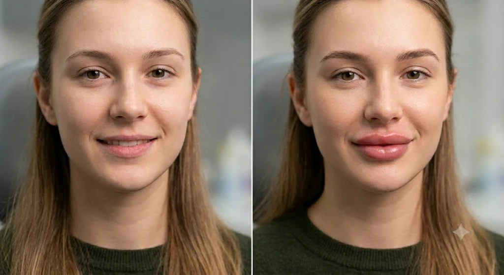 lip filler before and after Kitchener Waterloo Luna Aesthetics