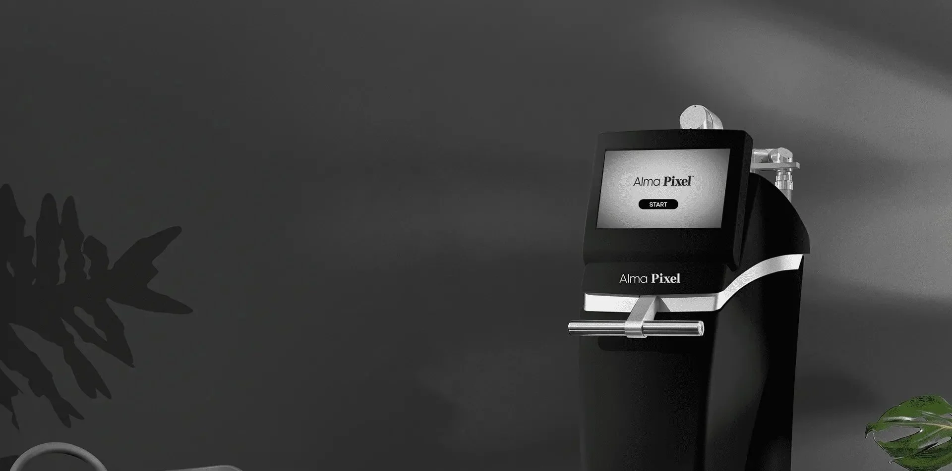 The touchscreen display of an Alma Pixel fractional laser, highlighting advanced cosmetic technology at Luna Aesthetics in Waterloo.