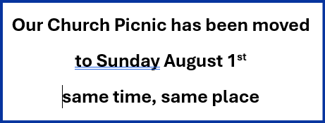 Parish Picnic moved to new Date - Aug 1