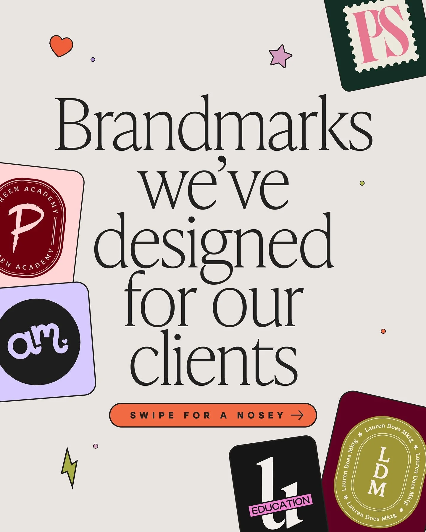 We LOVE creating custom brandmarks that bring your brands vibe to life in one tiny, powerful visual. Whether it&rsquo;s a delicate monogram or a playful stamp-style mark, they add so much depth and versatility to your branding. 

Here&rsquo;s a peek 