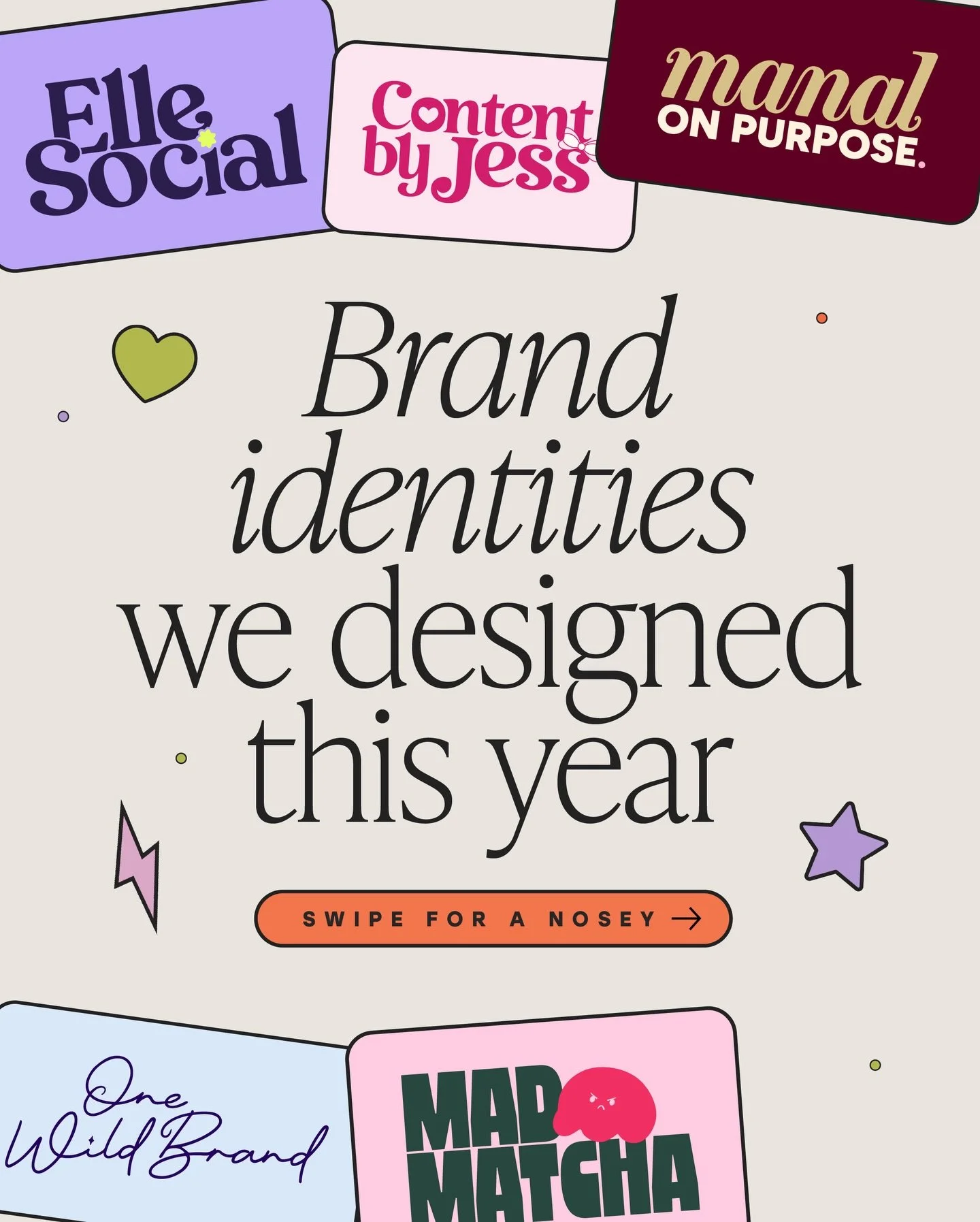 A little round-up of some of the brand identities we&rsquo;ve had the joy of creating this year 💫

We&rsquo;ve worked with the most incredible clients, bringing all kinds of businesses to life. From cosy and playful to bold and elevated. We can&rsqu