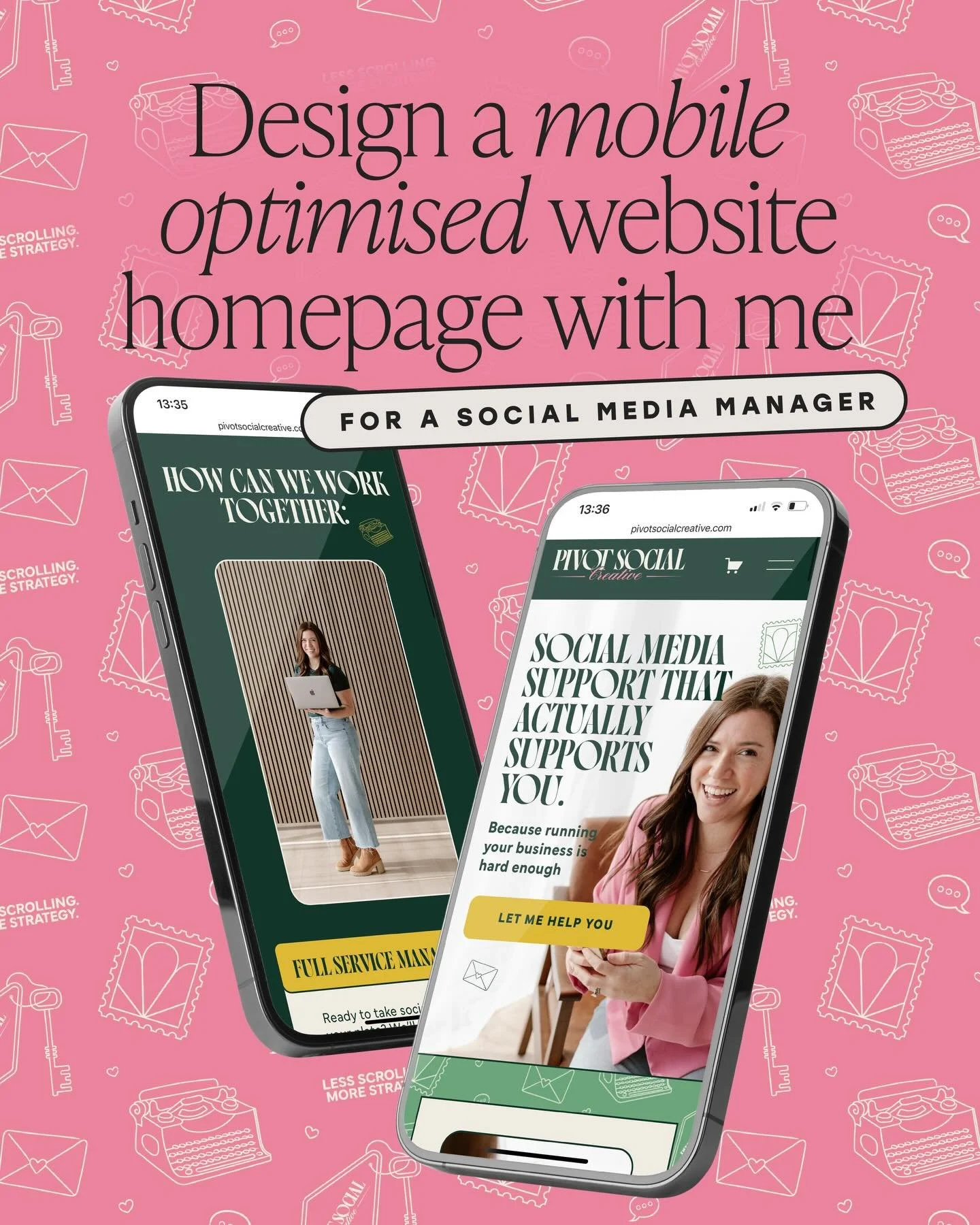 Ever wondered what actually goes into designing a mobile-optimised website homepage?

A LOT of people are viewing your site on their phone, so the mobile experience is suuuuper important.

Let&rsquo;s build a mobile homepage together for a social med