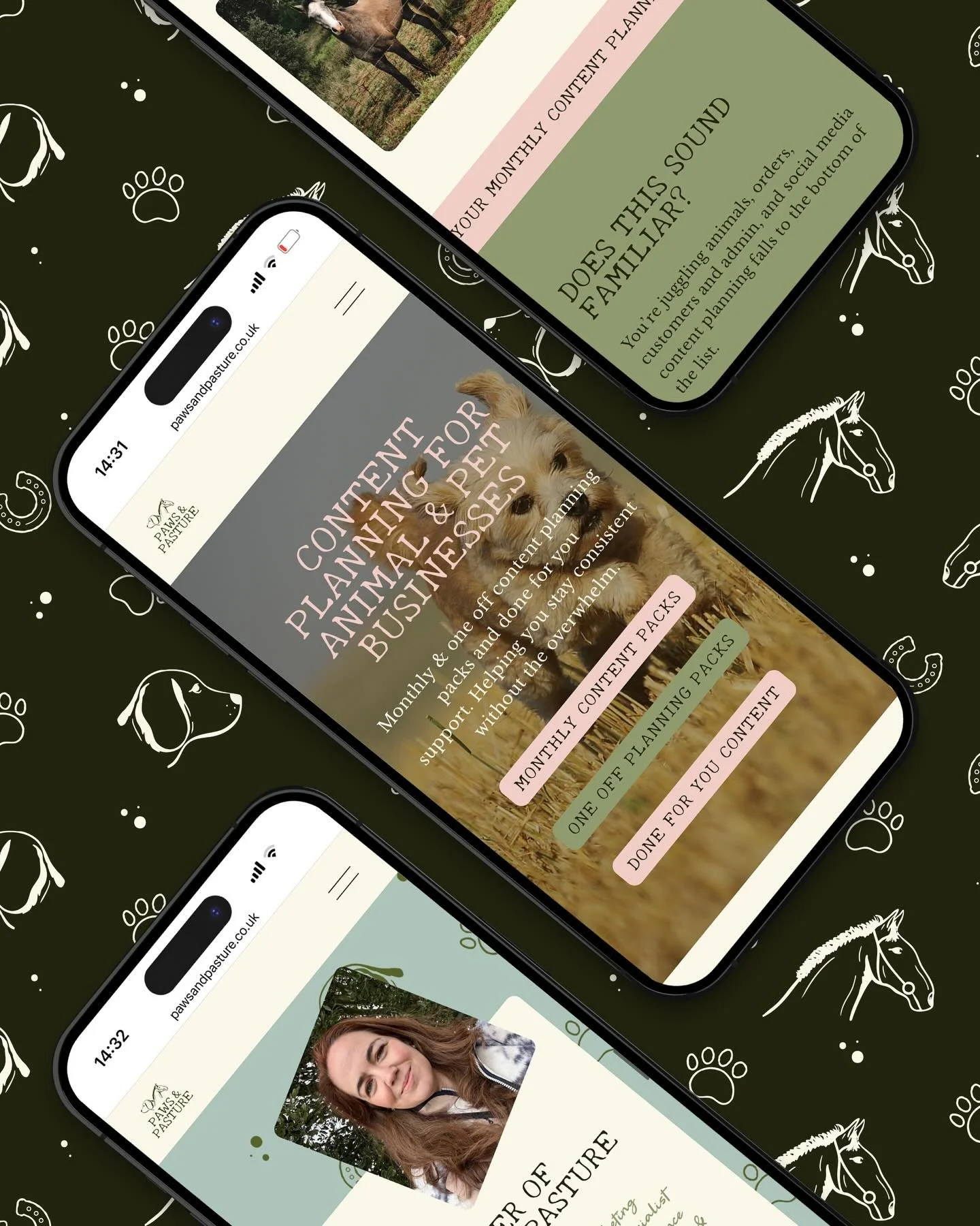 We had to show you more of @pawsnpasture&rsquo;s website because we&rsquo;re a little bit obsessed 🐾✨

Getting to design and build the full &lsquo;Everything Landing Page&rsquo; website and seeing the branding come to life was so satisfying. 

Proje