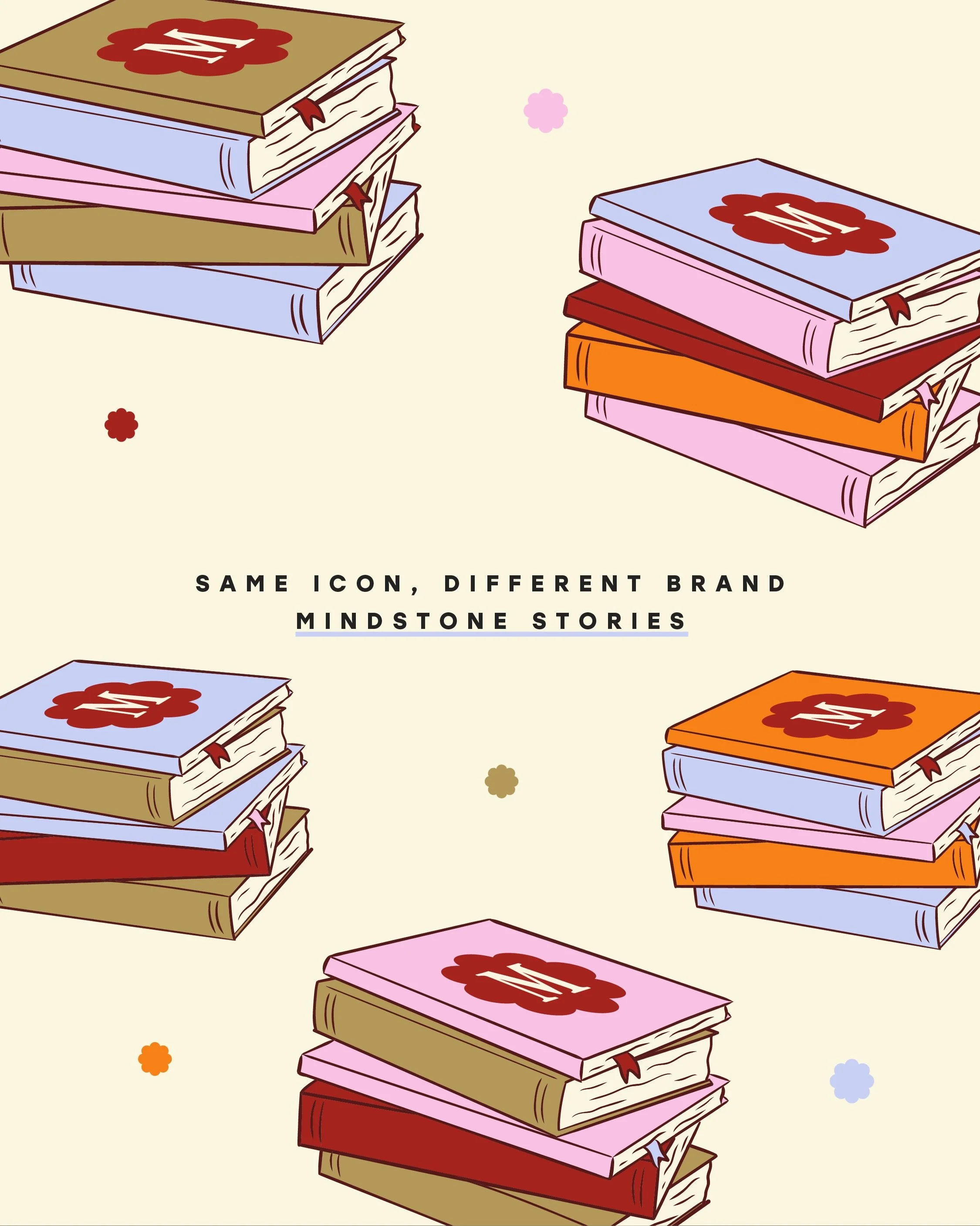 Okay this one&rsquo;s for the book girlies 📚✨

Book stack icons have become one of those recurring little requests in our client briefs and, as book girlies with a TBR as long as our arms 🥲 we&rsquo;re not mad about it.

Same icon concept, complete