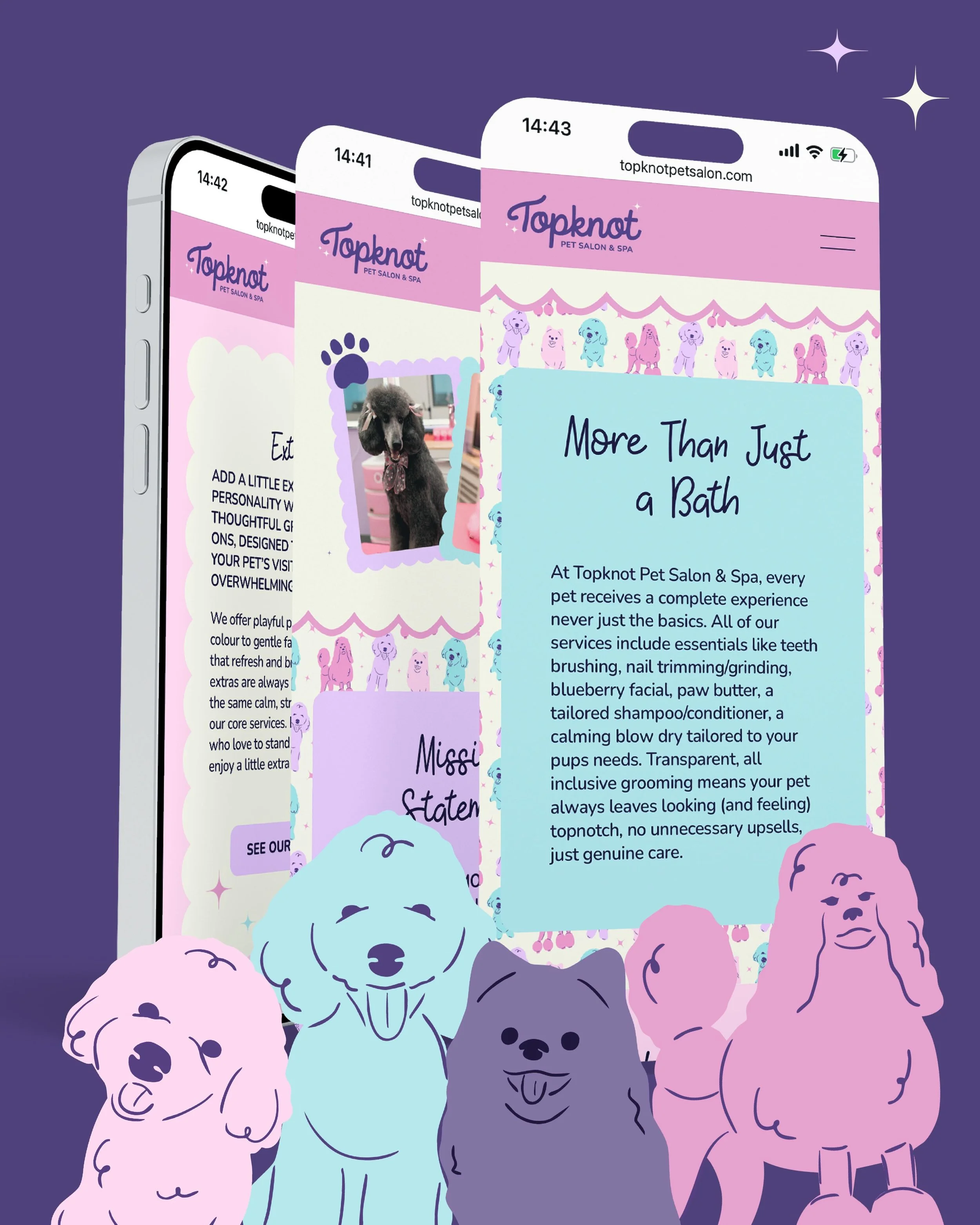 A website launch moment for @topknotpetspa 🐾

This is the cutest puppy salon website everrrrrr and we just loved designing and building this website. We&rsquo;re doubley lucky because we also got to create their gorgeous branding too!

If you&rsquo;
