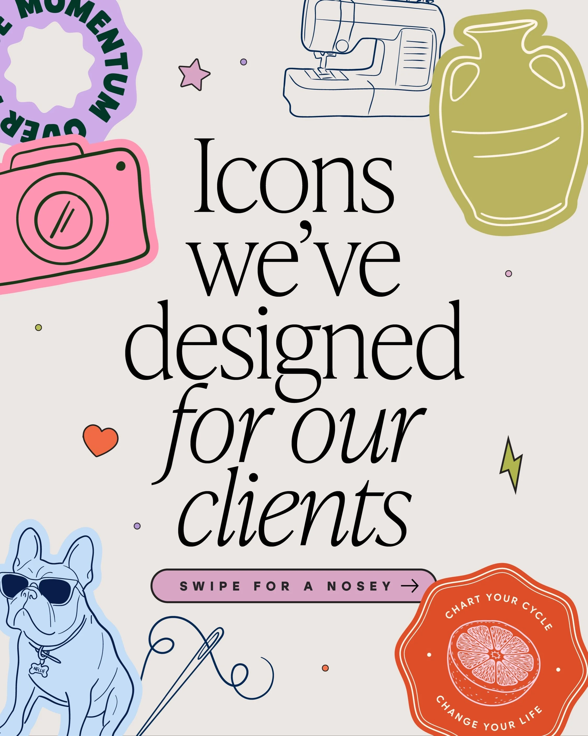 Ahhh, how we love a little icon and how much it brings to a brand identity! Genuinely one of the funnest parts of a brand identity project. 

We love being able to inject little nuggets of your personality into your brand so it feels truly unique 🥹
