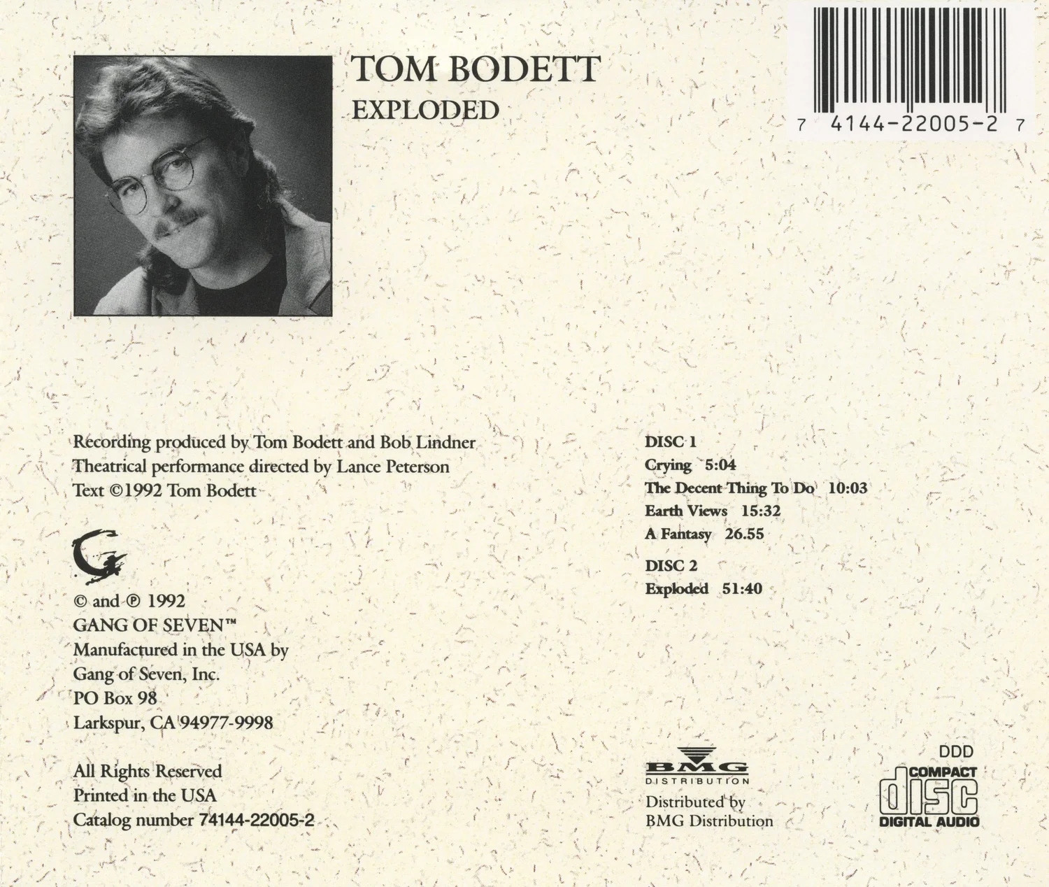 Gang of 7 Tom Bodett Exploded - 2 CDs — will ackerman