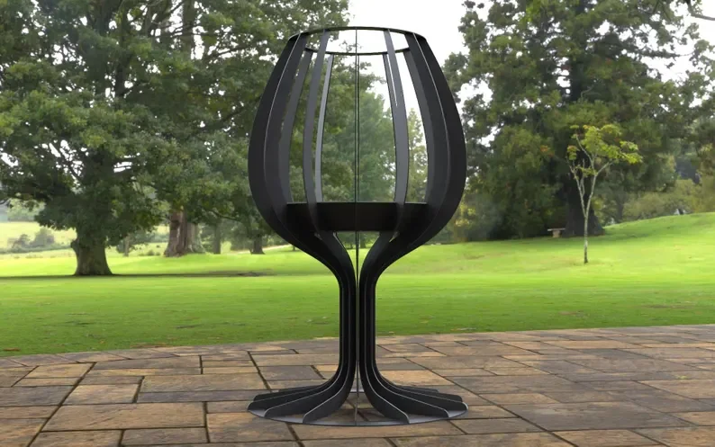 wine glass firepit side on view