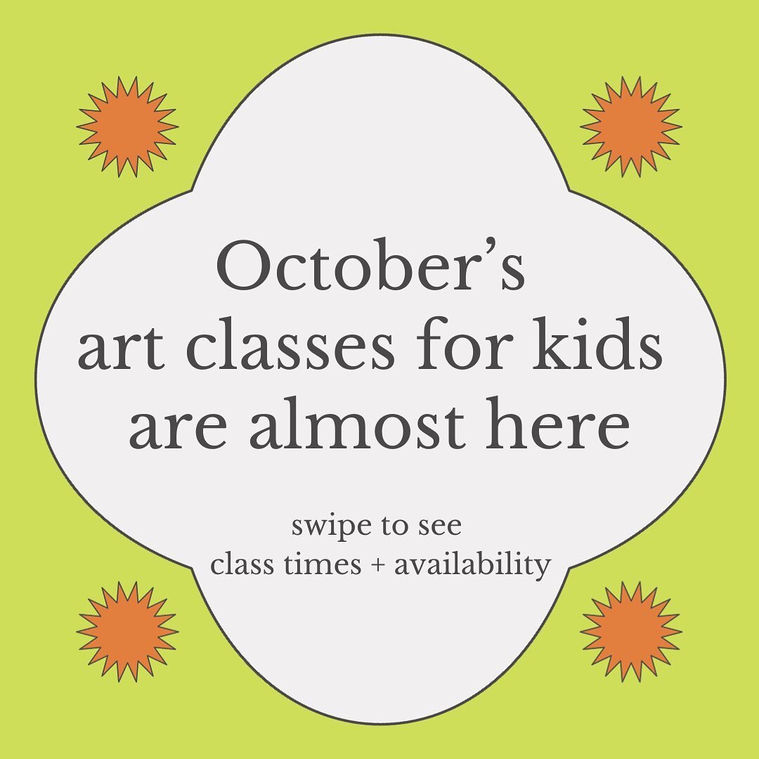October&rsquo;s small-group classes for kids start in just 10 days! We'll have all new projects including painting, drawing, and sculpture + there are still openings in a few classes 🤗Click the link in bio to see the schedule, learn more, and regist