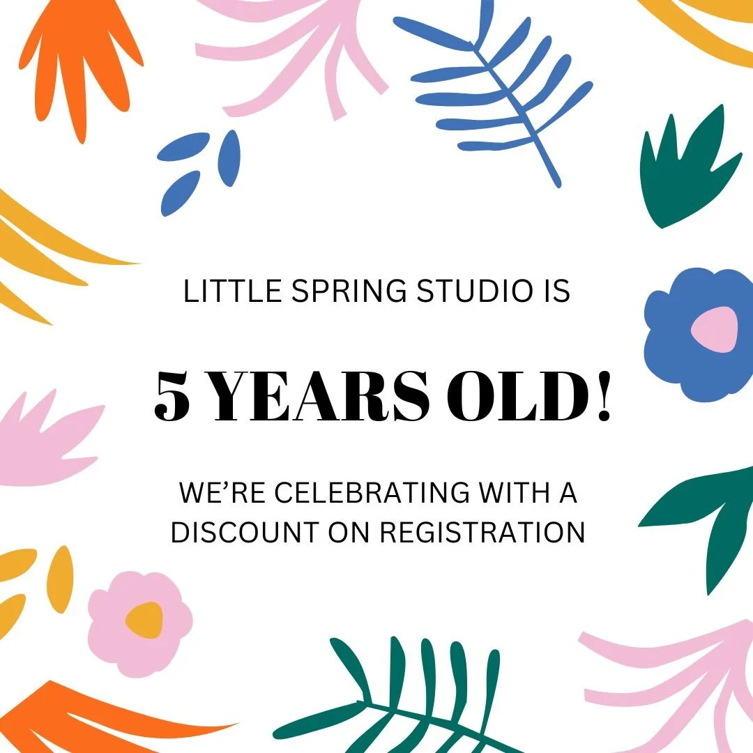 Little Spring Studio is 5 years old today! To celebrate, we&rsquo;re offering a 10% discount on all registration now until 11:59 PM ET 💫 

That&rsquo;s $40 off the autumn semester of classes or $30 off a week of Summer Art Camp! Use the code &ldquo;