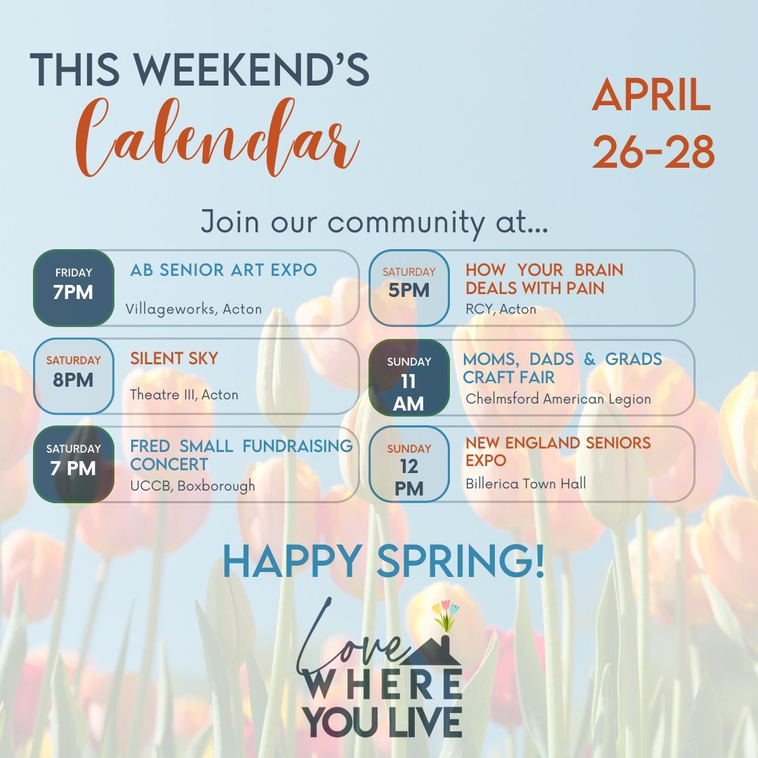 Art, theatre and crafts, oh my! Try something new this weekend and hit up an event you wouldn't normally attend. 😊

#SupportLocal #lovewhereyoulivekw #artexpo #craftfair #fundraising #mothersday #fathersday #graduationtime #actonma #boxboroughma #se