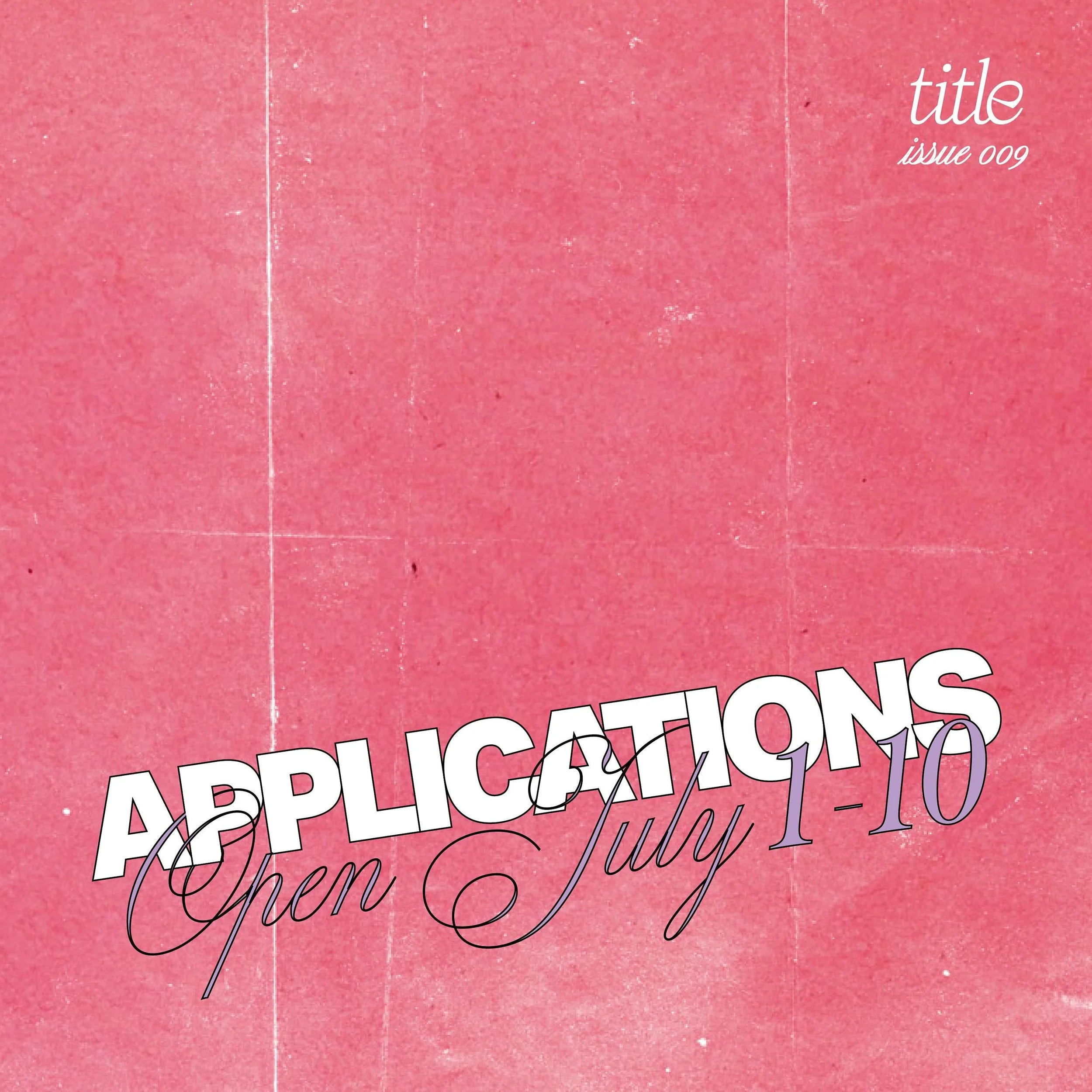 💥APPLICATIONS OPEN NOW 💥

Creatives, designers, writers, photographers, stylists, publicists&hellip; you&rsquo;re just what we have been looking for.

Hit the link in our bio to apply for issue 009 from now until July 10th. 

XOXO TITLE mag
(reach 