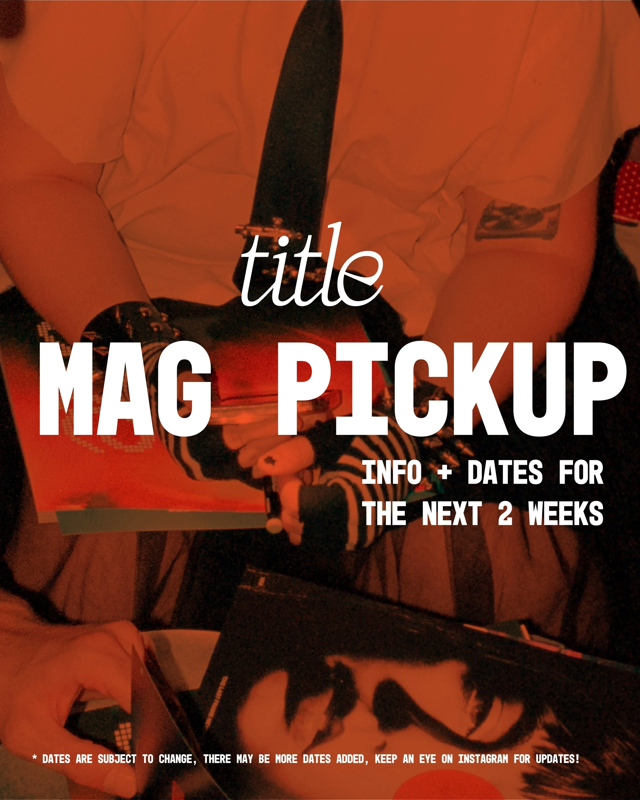 GET YOUR MAGS💥

if you selected local pickup for your issue 010 mag and didn&rsquo;t get it at launch, come stop on by and pick up your print package on any of these days listed!!

If you haven&rsquo;t gotten your hands on an issue yet, now&rsquo;s 