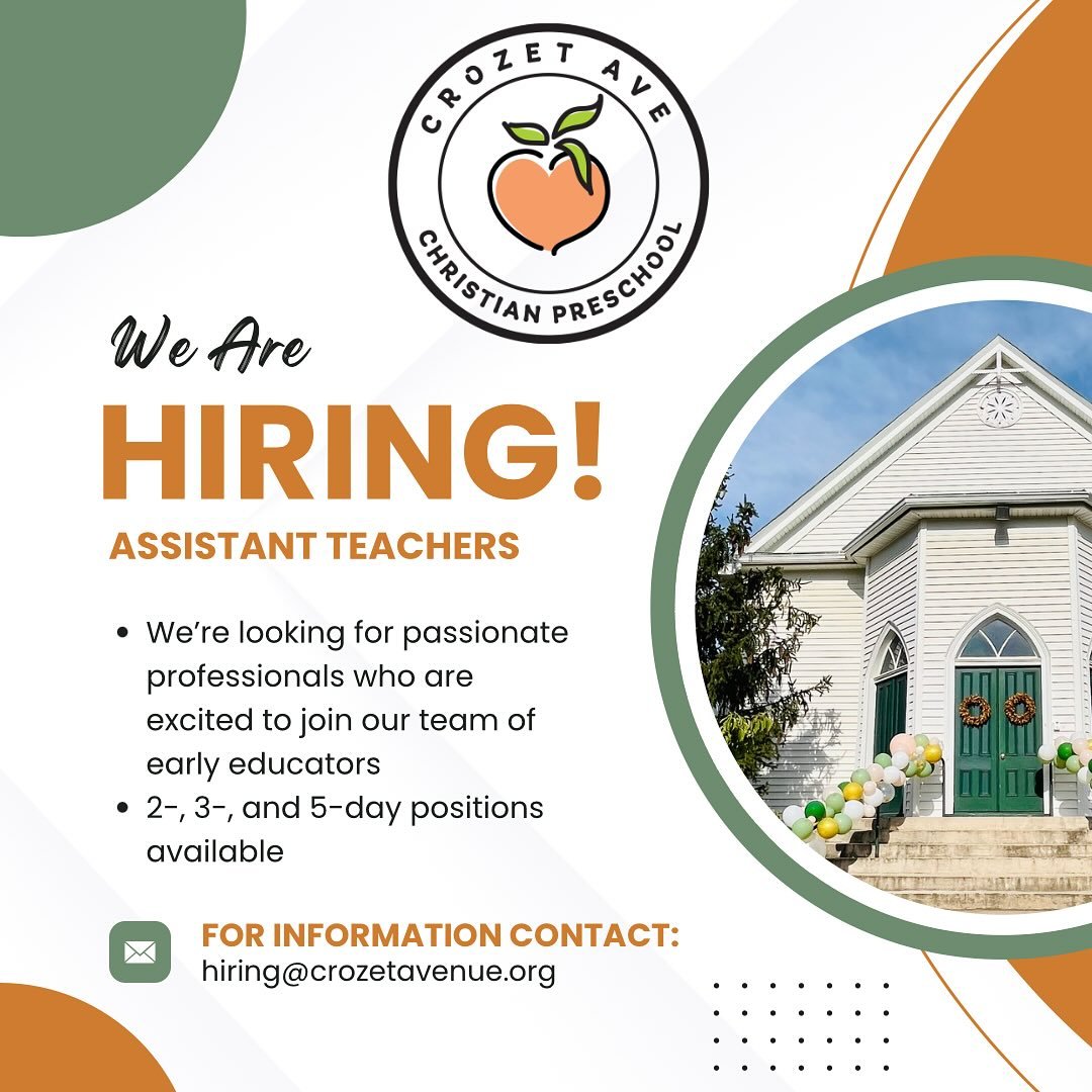 Would you love to come work with some of the greatest people on the planet (2, 3, 4 and 5 year olds!!)? Do you enjoy a dynamic work environment filled with creativity, music, play, and laughter? Consider joining our Peach team!

We are seeking assist