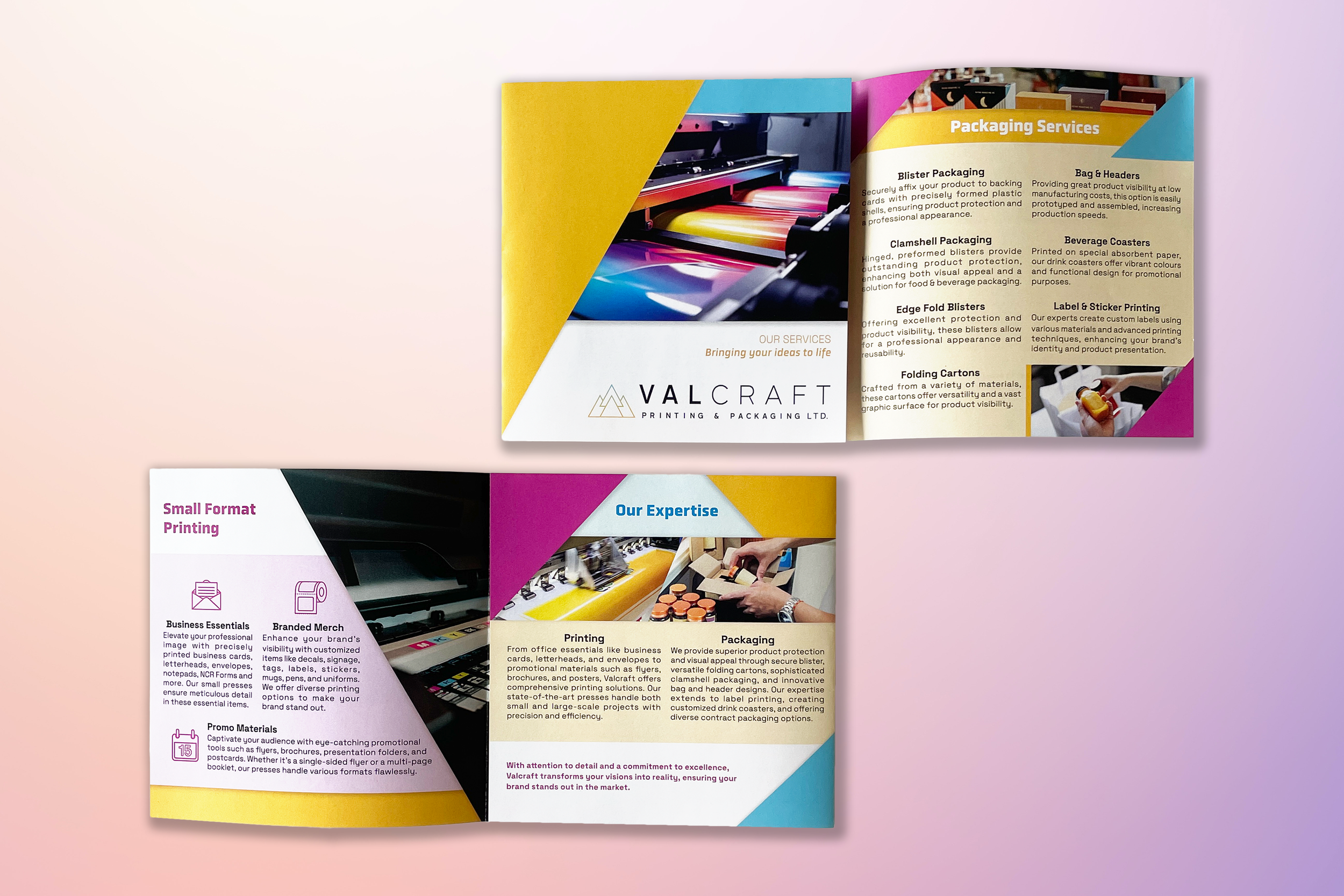 Opened tri-fold brochure