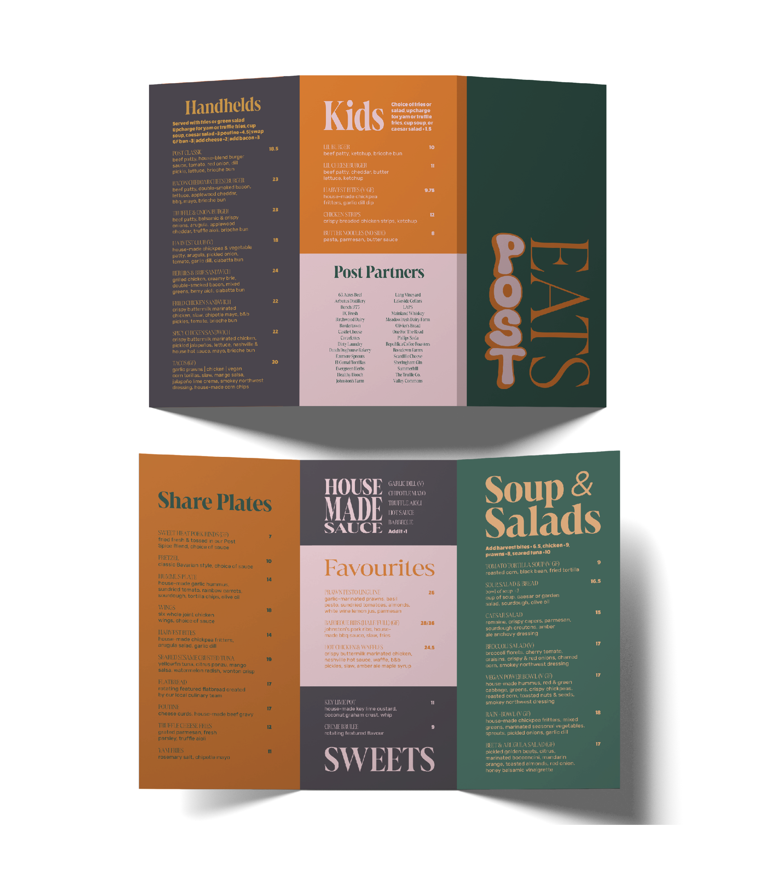 Foldable menus allows the guests to focus on their company.