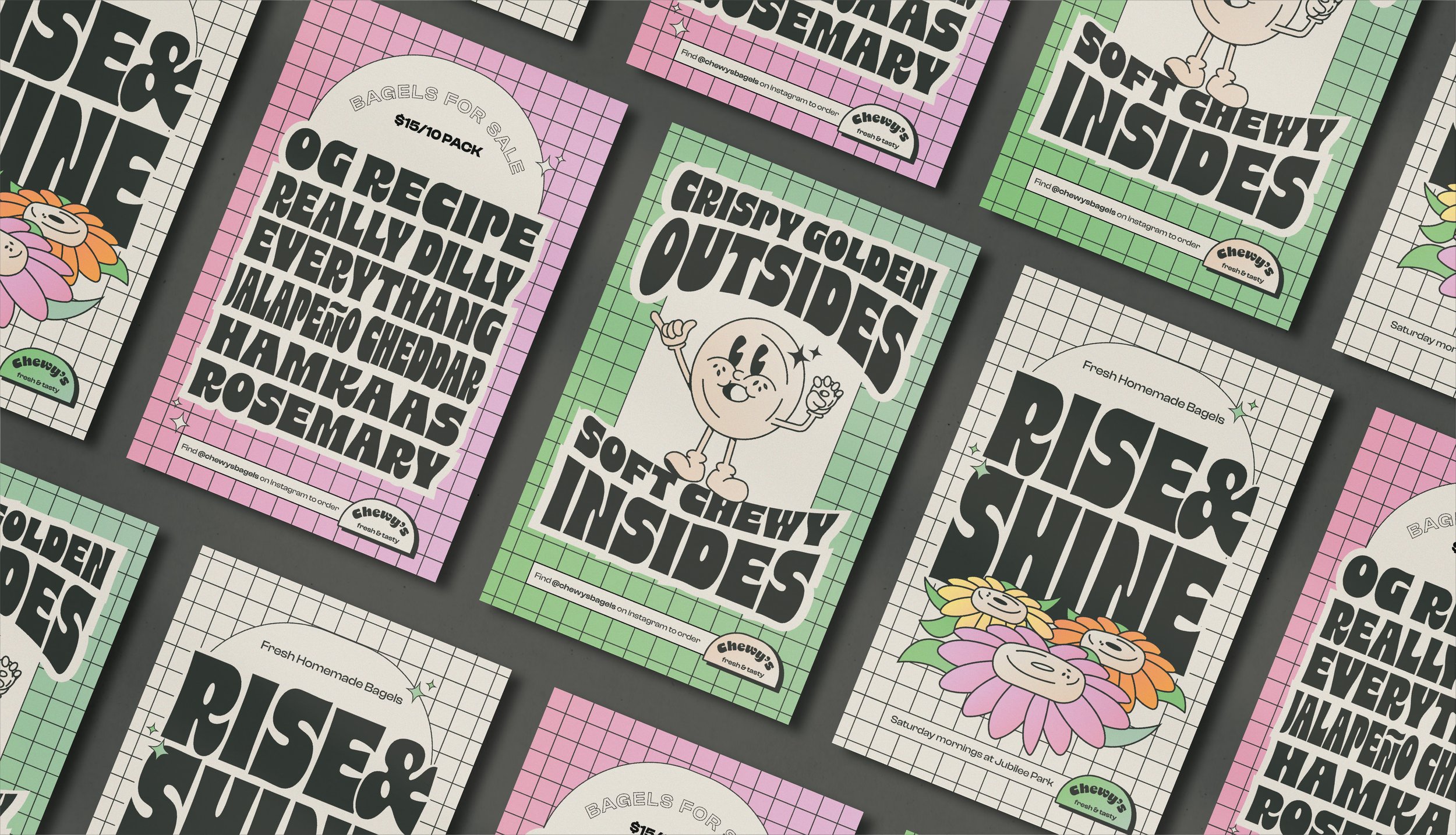 Typographic posters give an energetic feel.