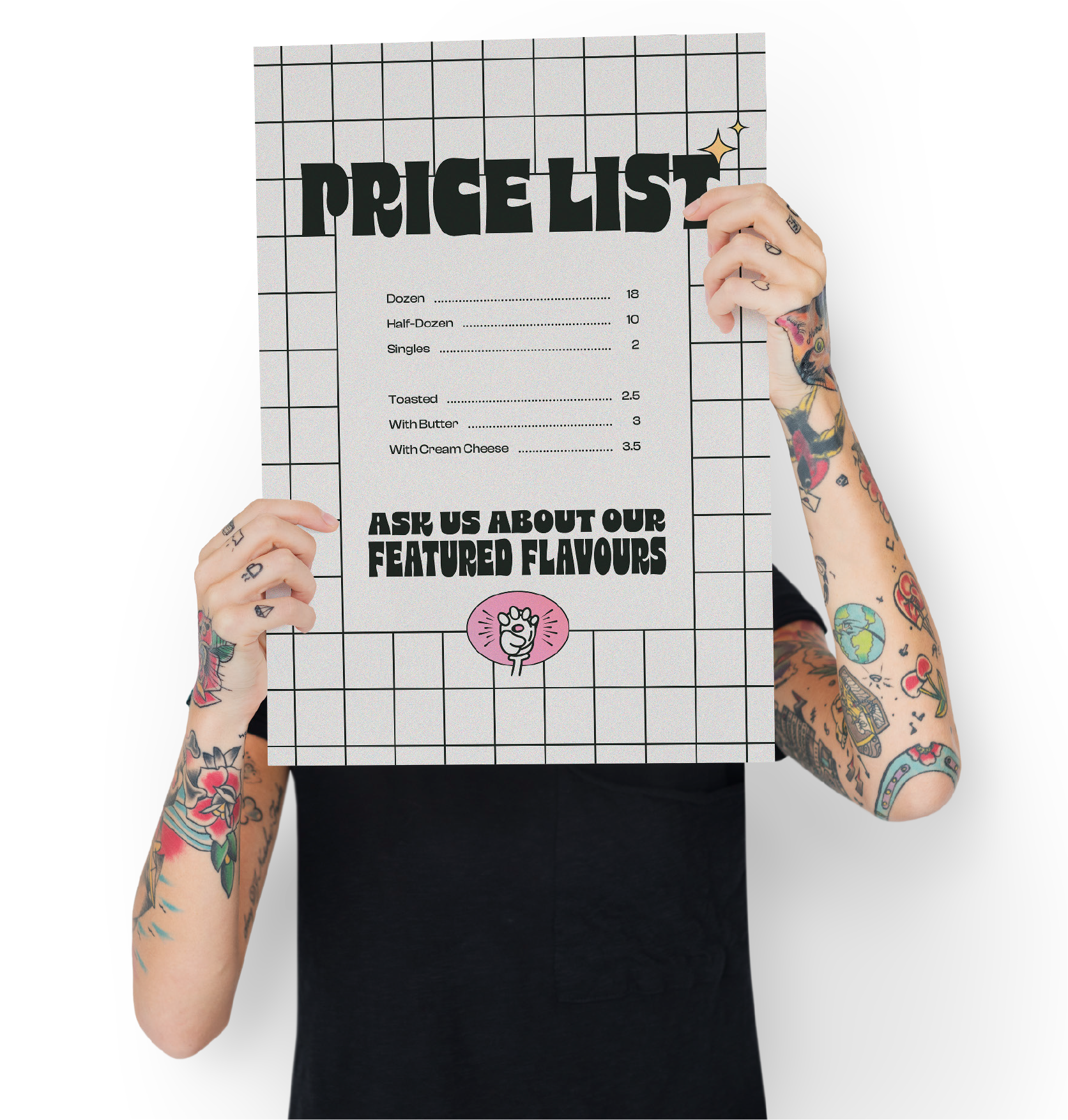 Farmer's market components include a price list.