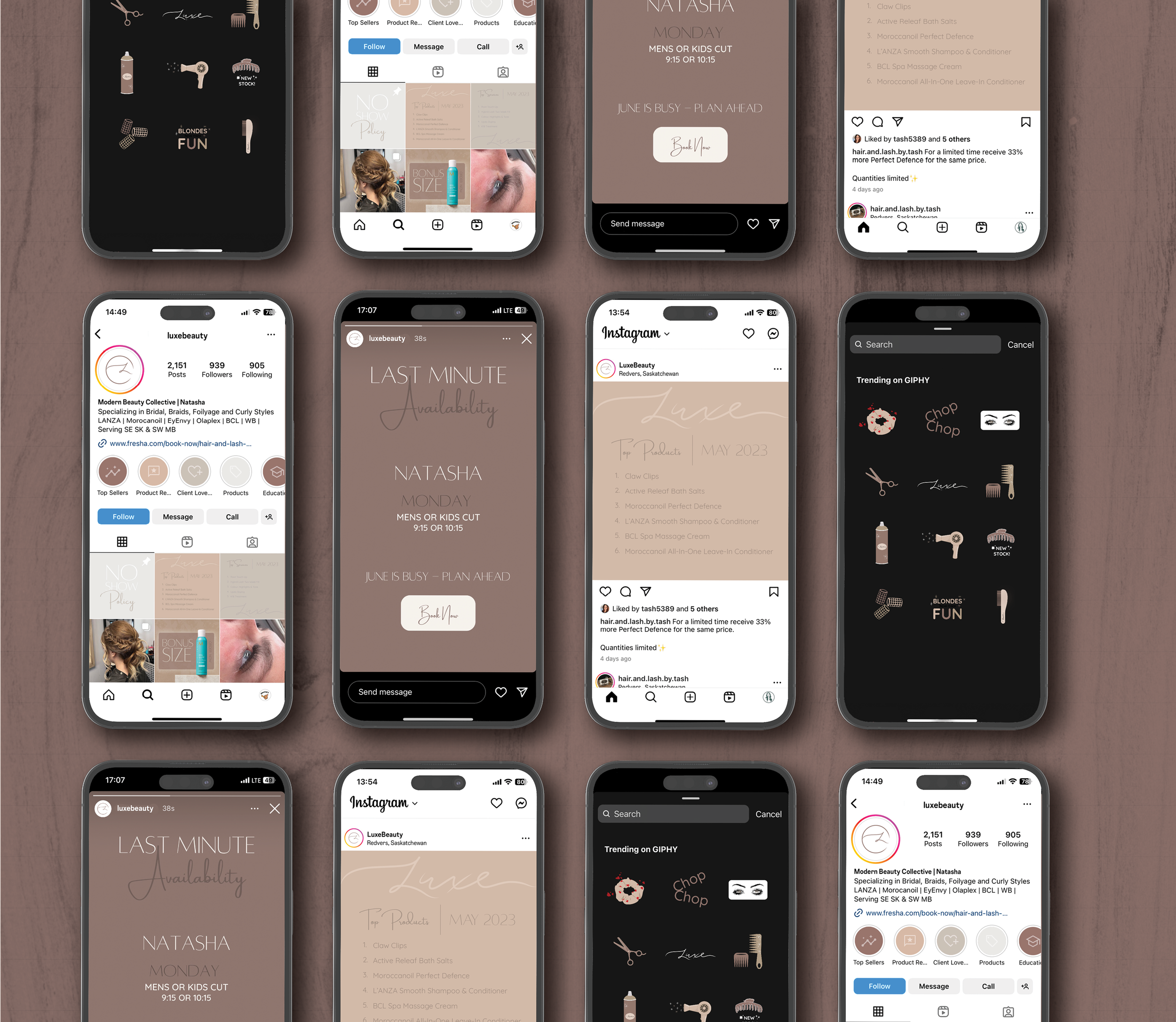 The client's instagram was updated to align with the brand.