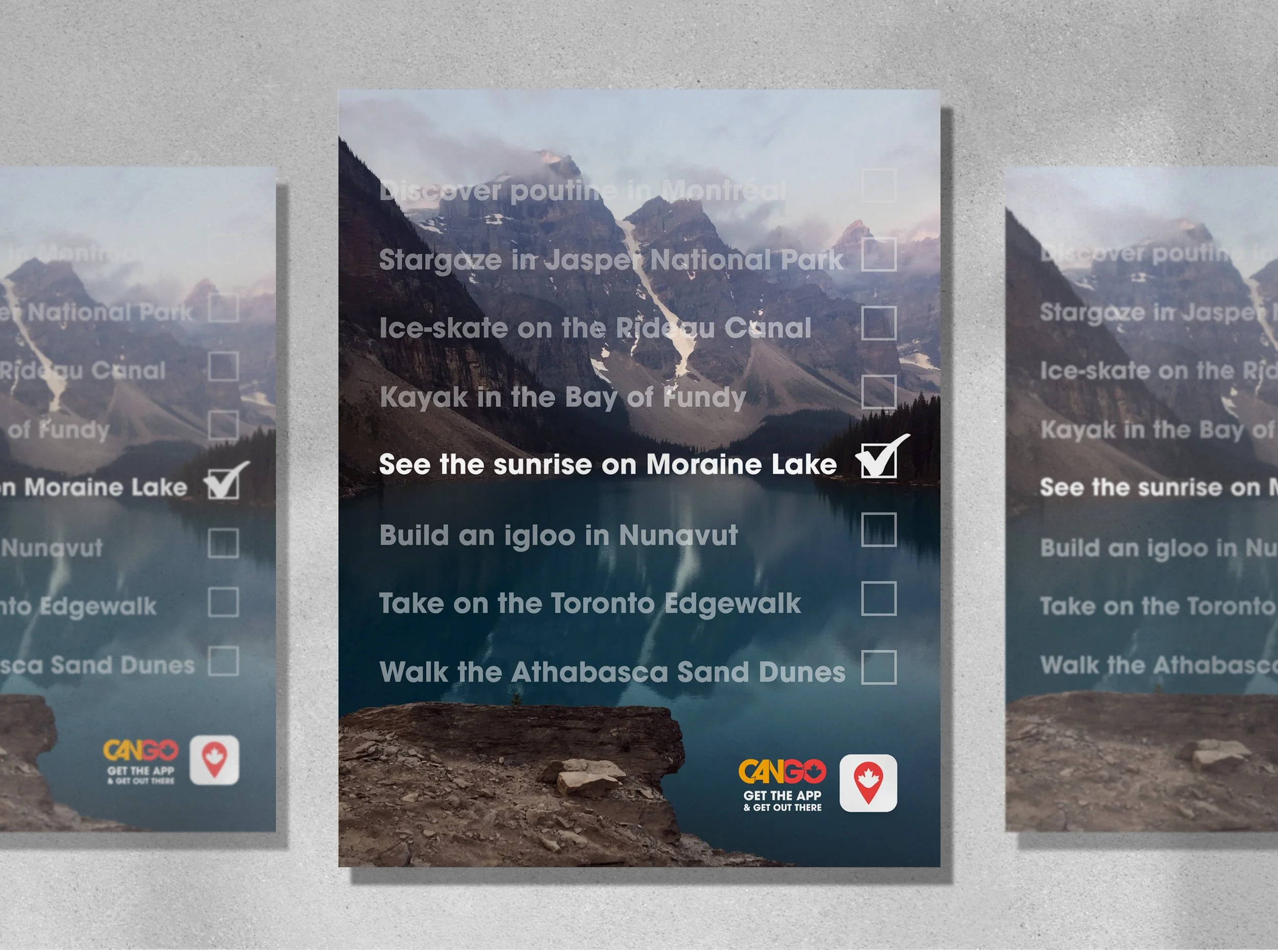 A poster series highlights various destinations for participants.