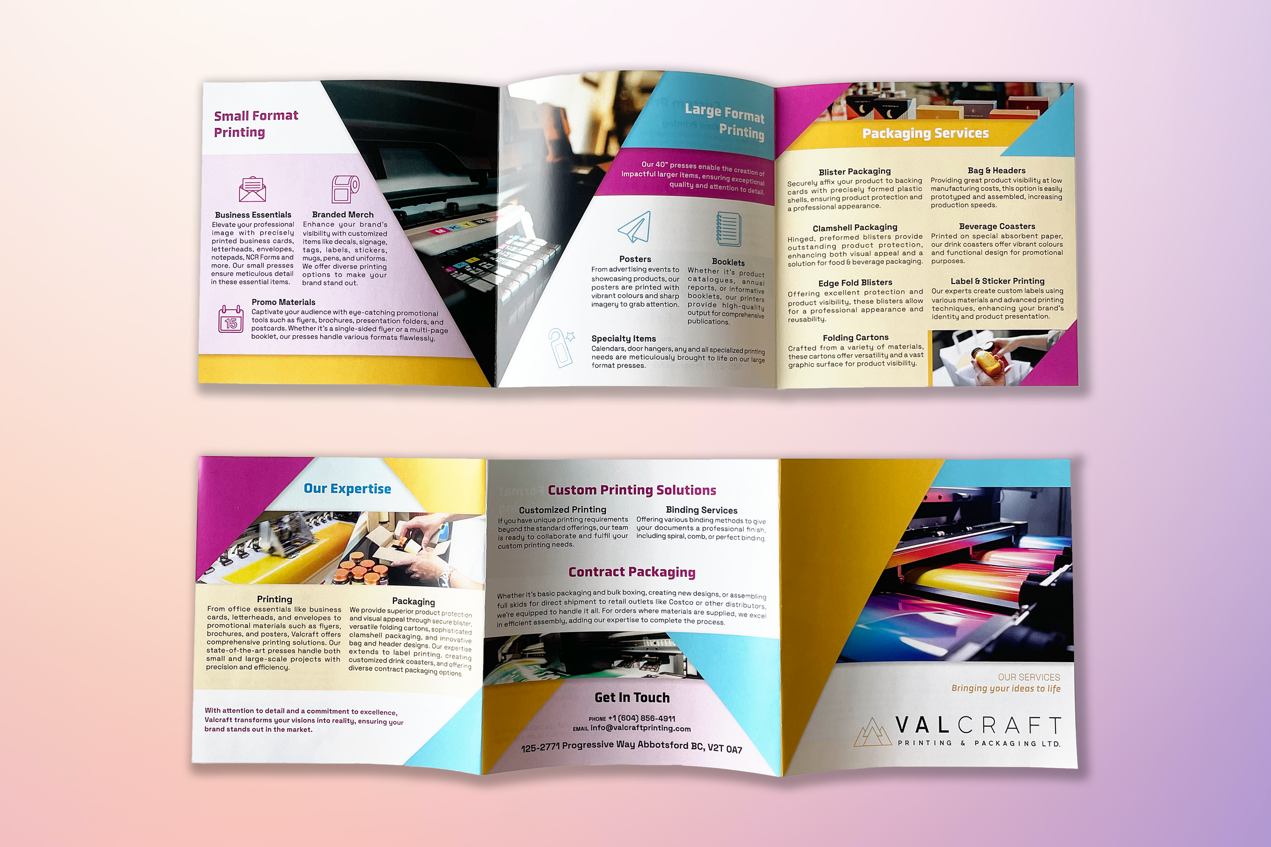 Opened tri-fold brochure